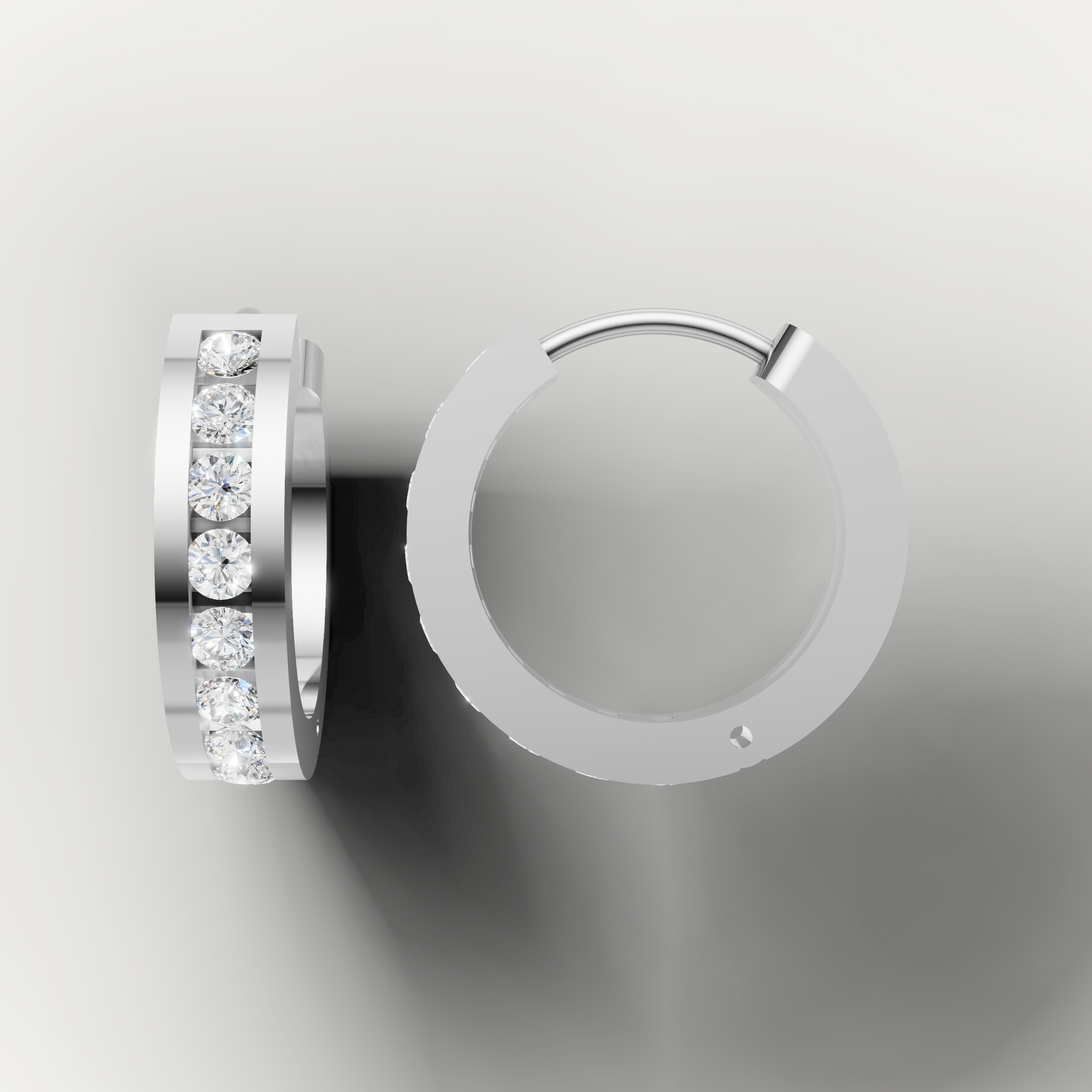 Elegant white gold diamond hoop earrings by Raul Diamonds with modern fine jewelry craftsmanship