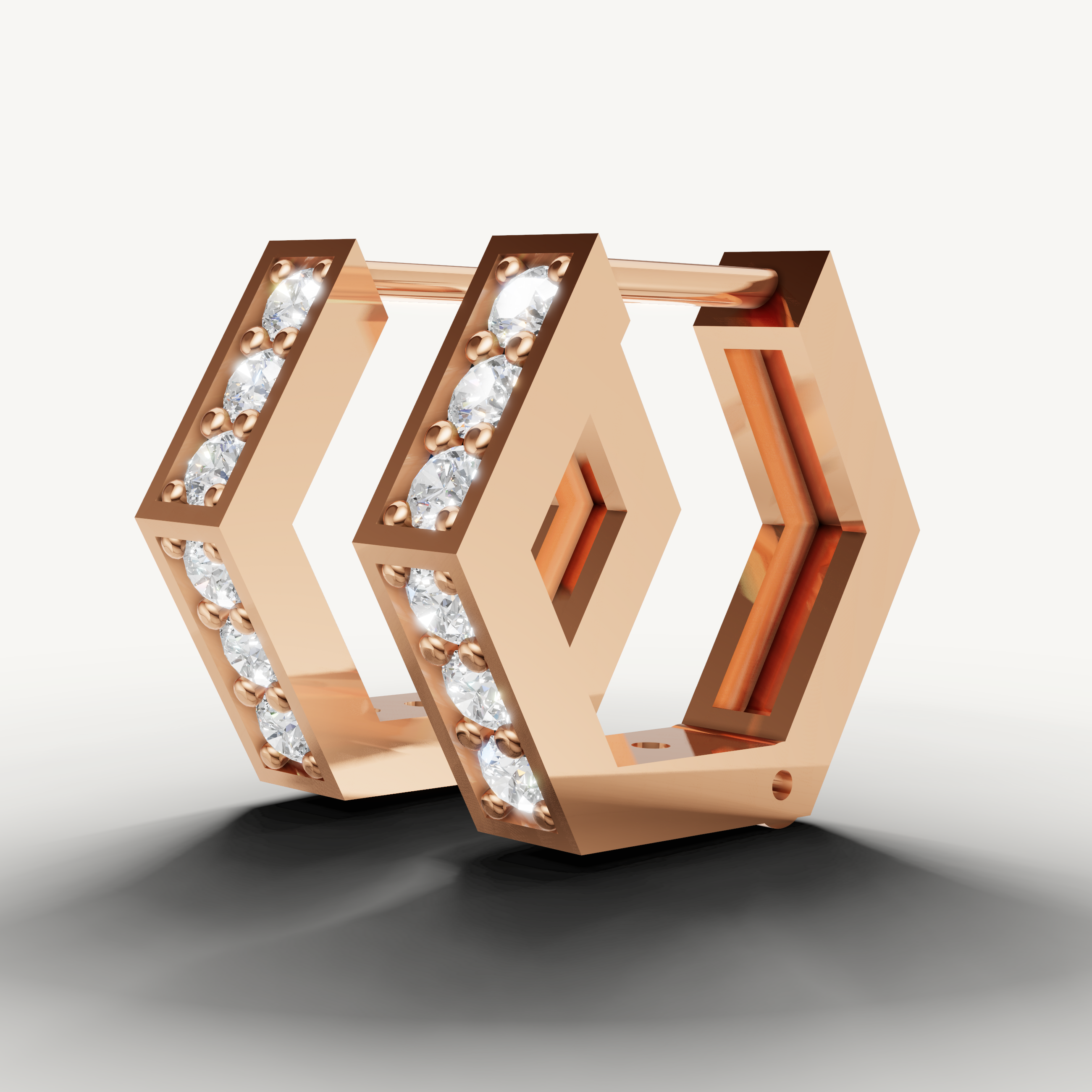 Raul Diamonds rose gold geometric diamond earrings with polished finish and timeless luxury appeal