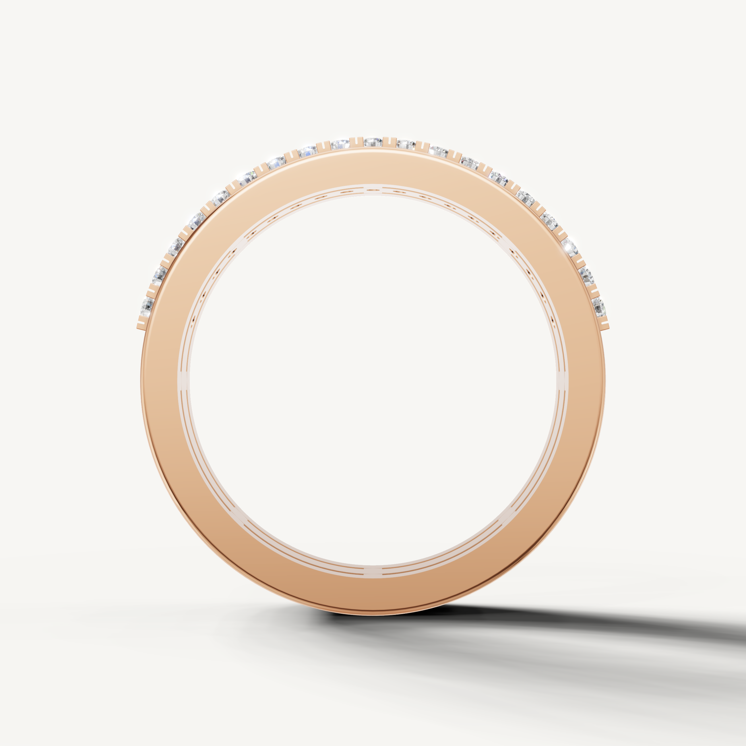 Fine rose gold diamond wedding band featuring timeless eternity sparkle by Raul Diamonds