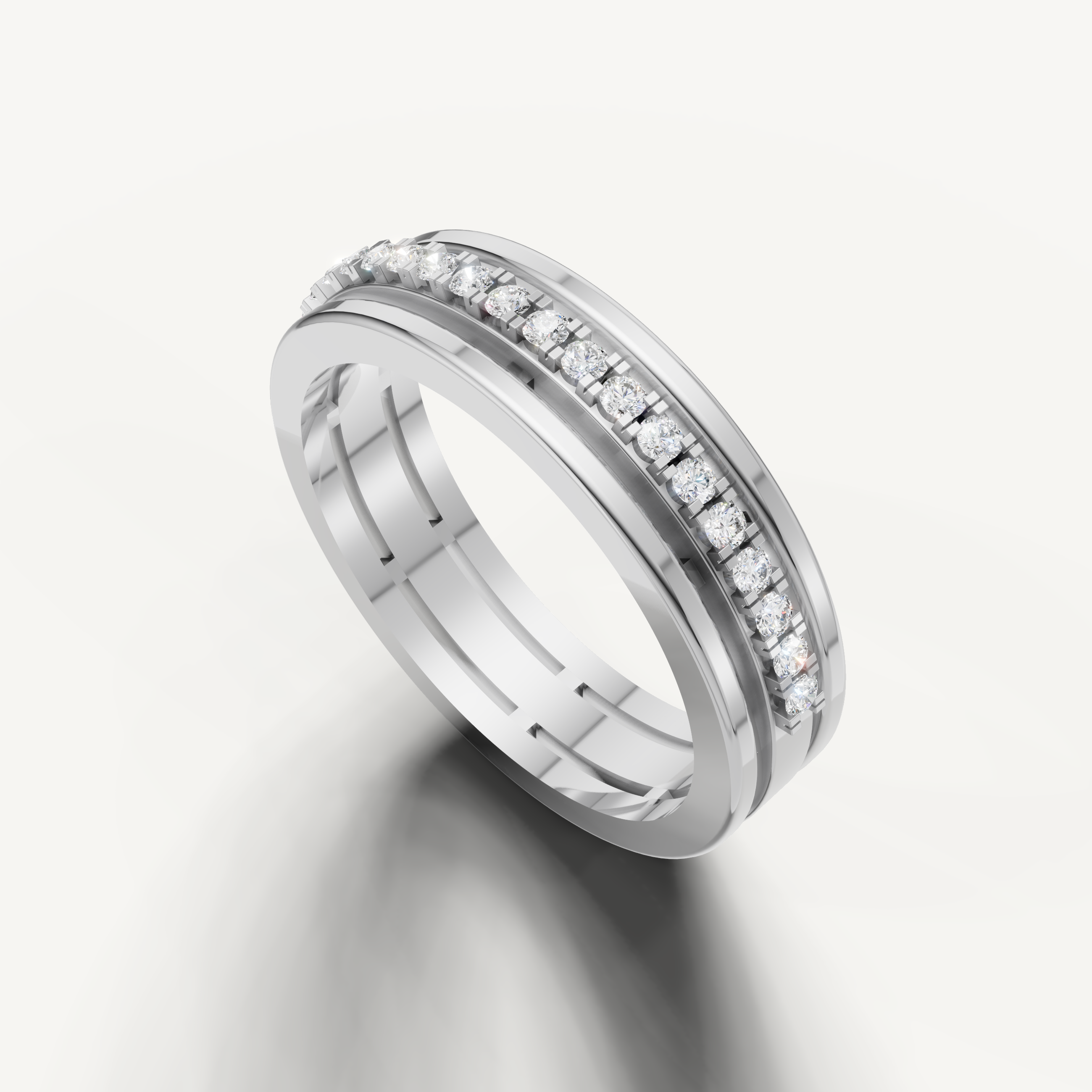Elegant white gold stackable diamond ring by Raul Diamonds with eternity style design