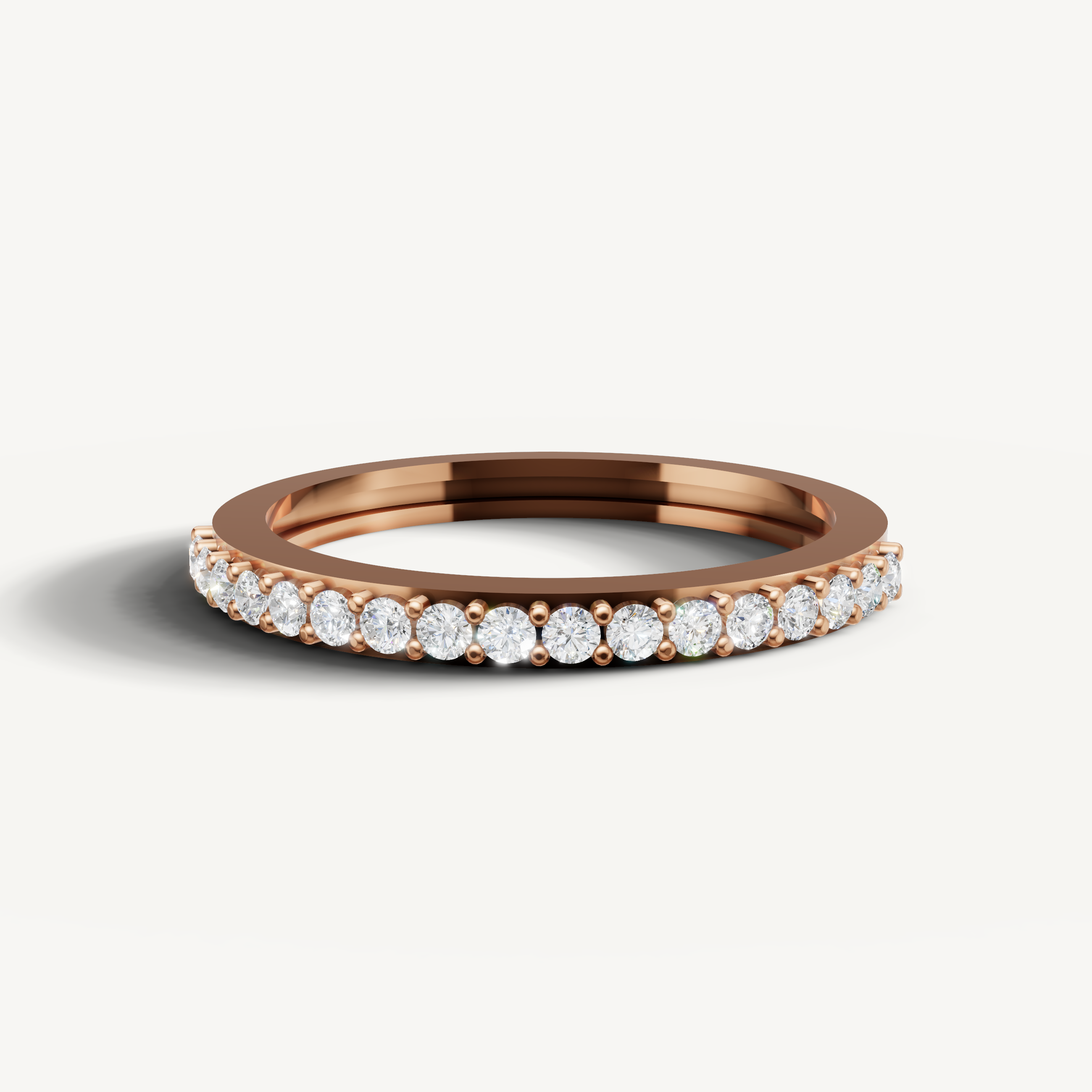 Raul Diamonds rose gold diamond eternity wedding band with delicate round brilliant diamonds