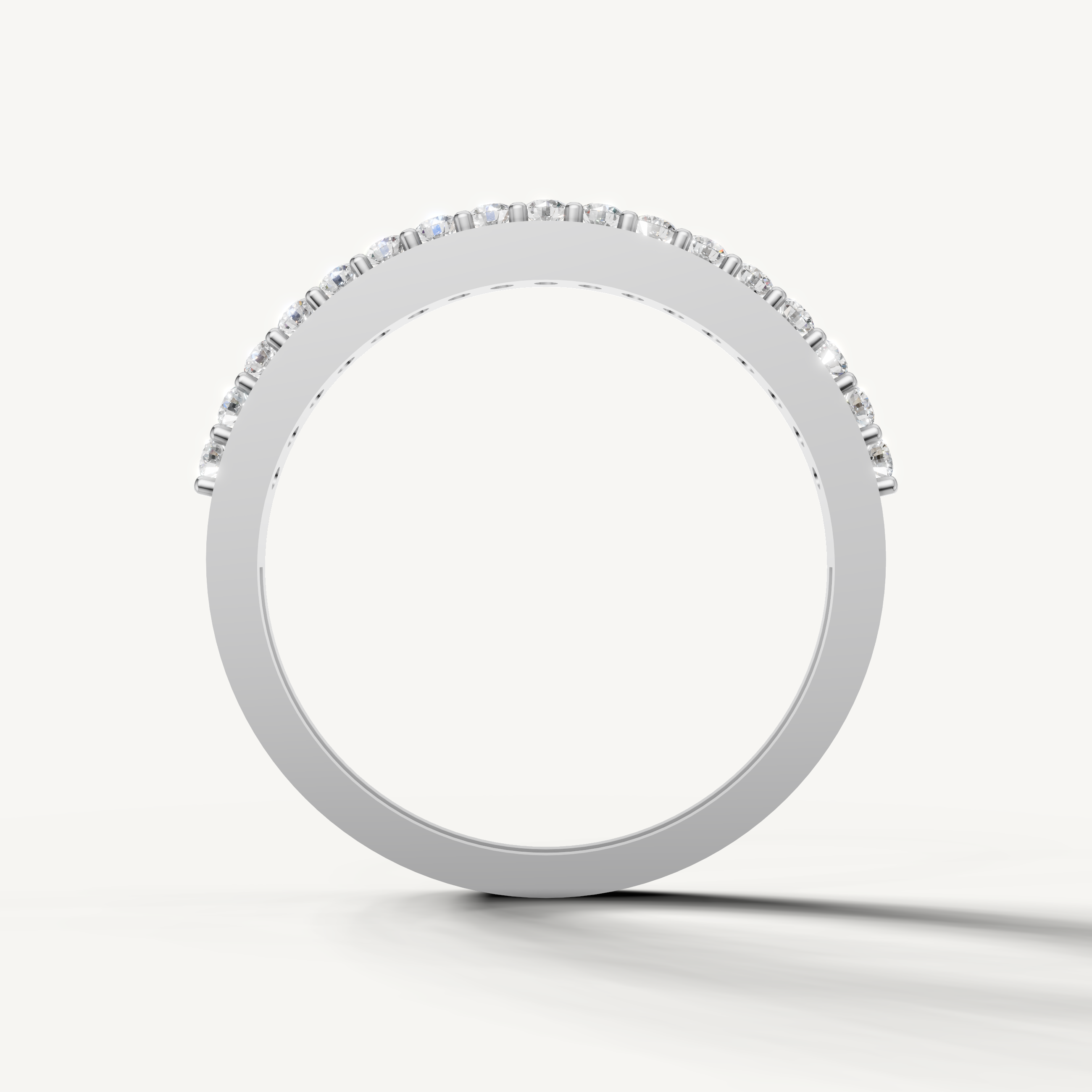Luxury white gold eternity wedding band featuring classic round brilliant diamonds