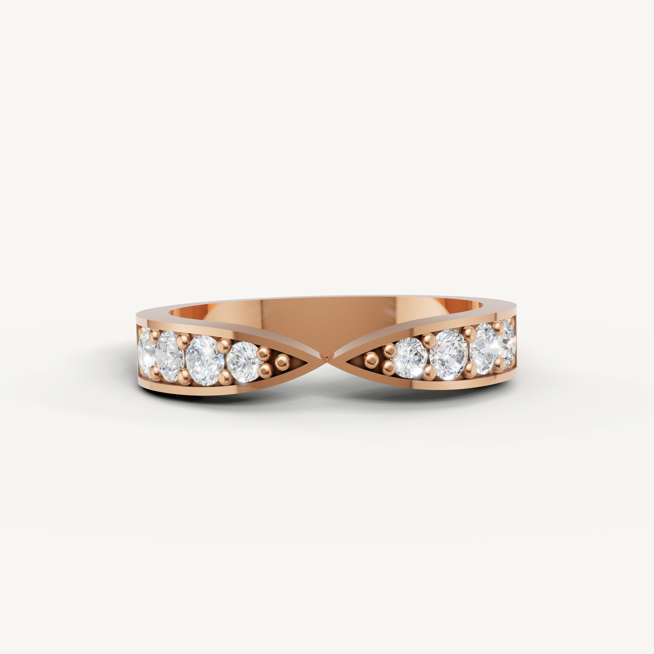 Raul Diamonds rose gold infinity diamond wedding band with brilliant round diamonds