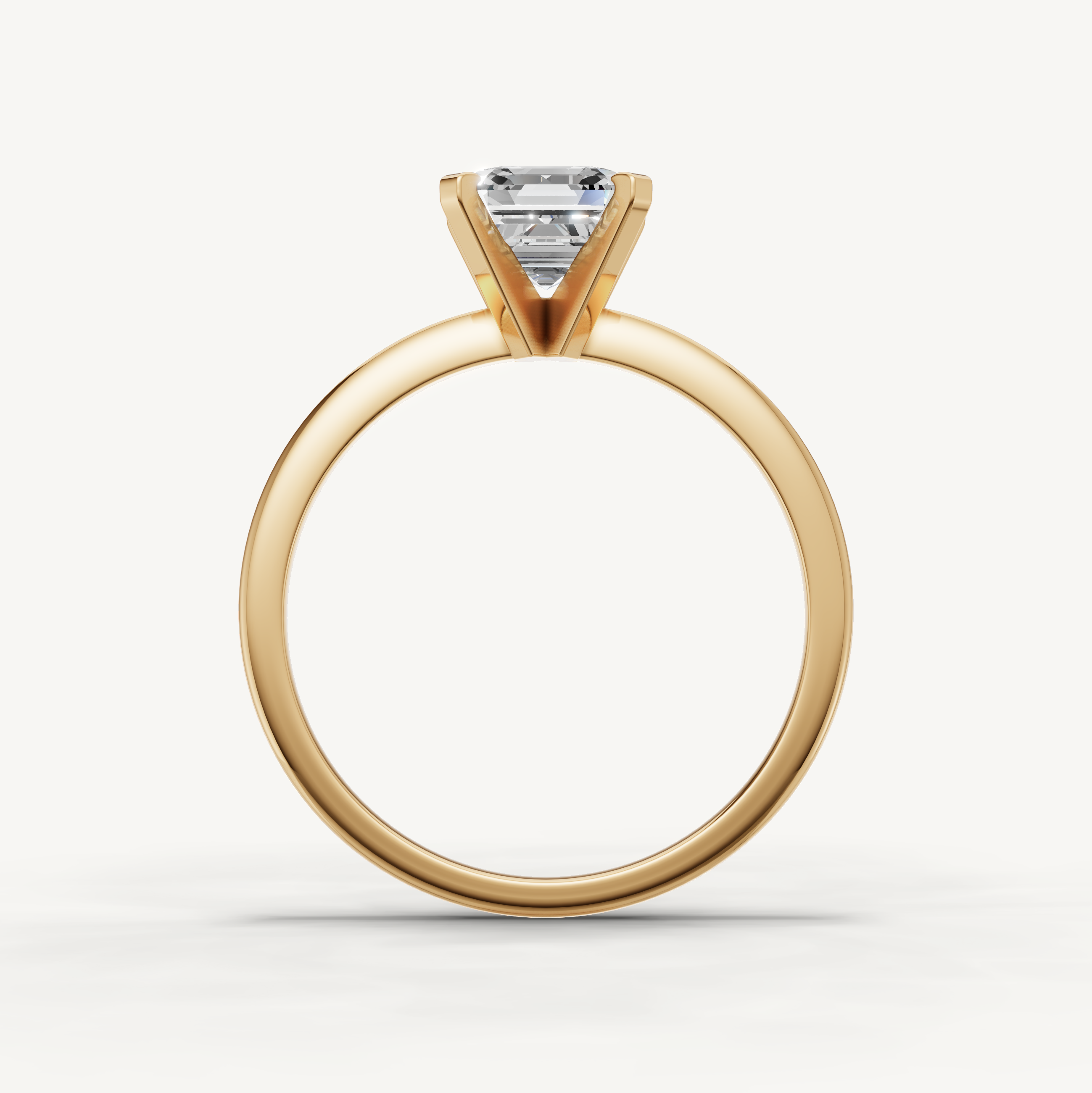 Classic asscher cut diamond ring in polished yellow gold by Raul Diamonds