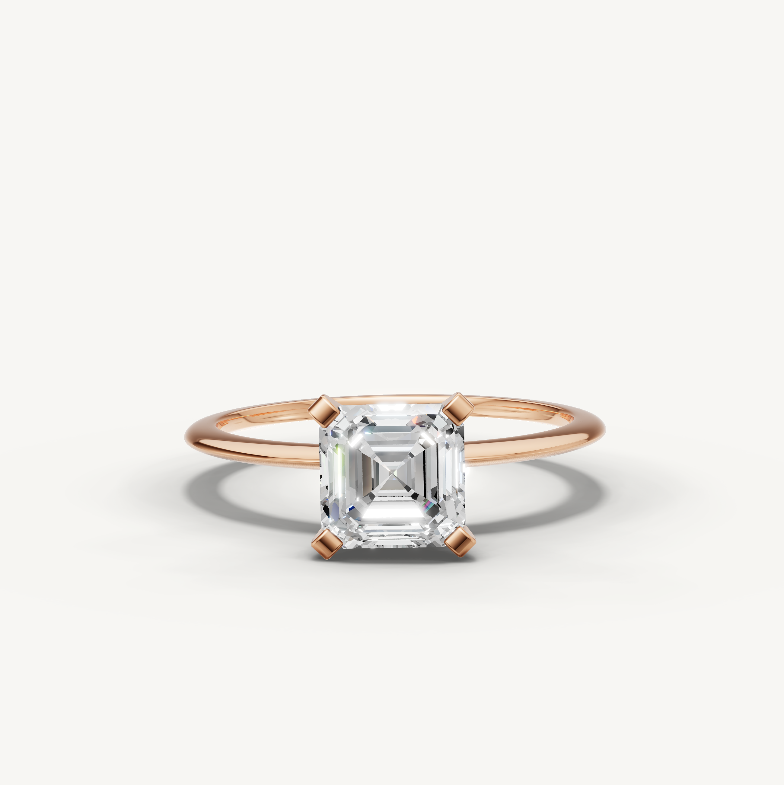 Asscher cut lab grown diamond solitaire engagement ring in rose gold by Raul Diamonds