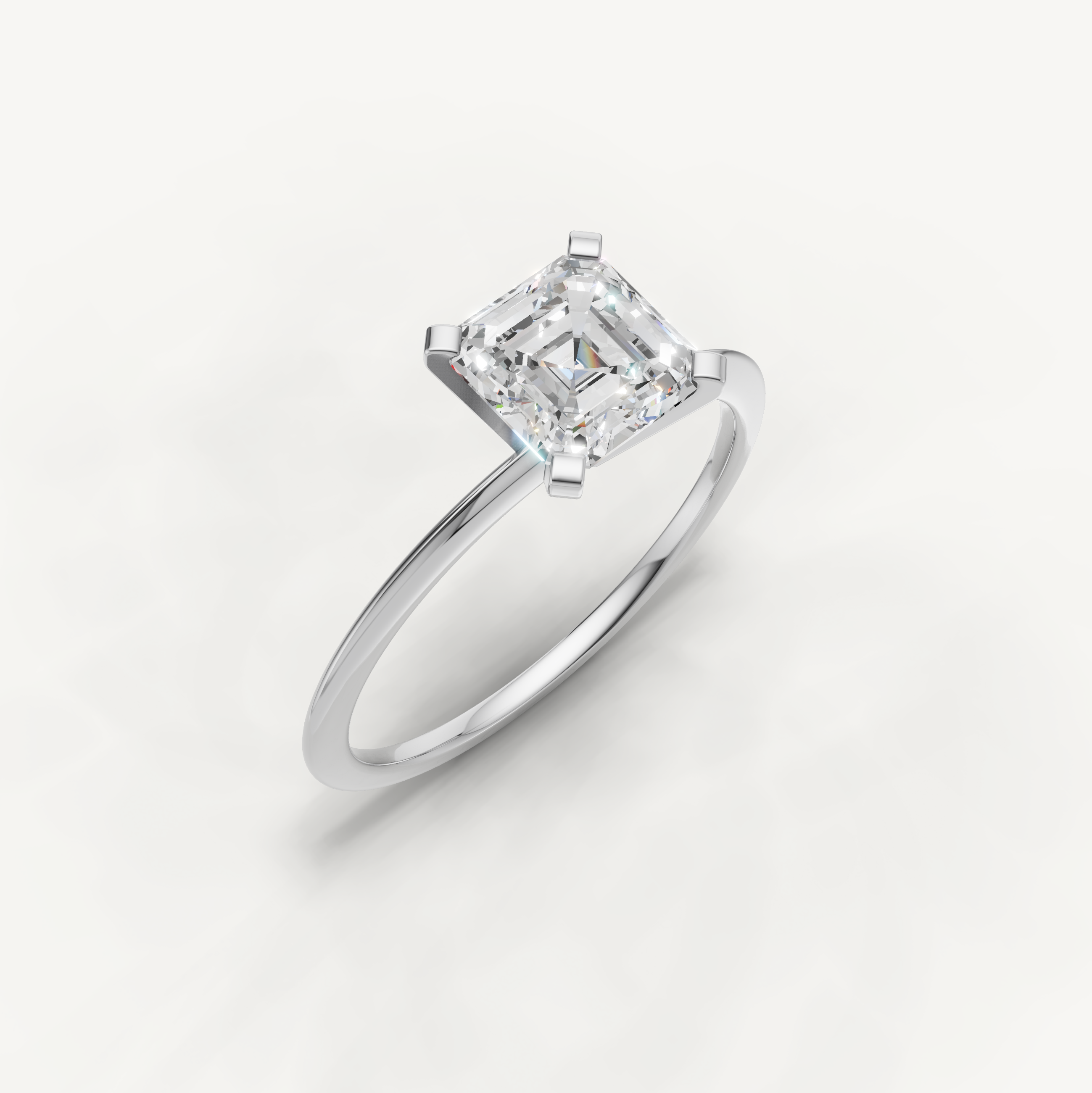 Timeless white gold asscher diamond engagement ring for women by Raul Diamonds