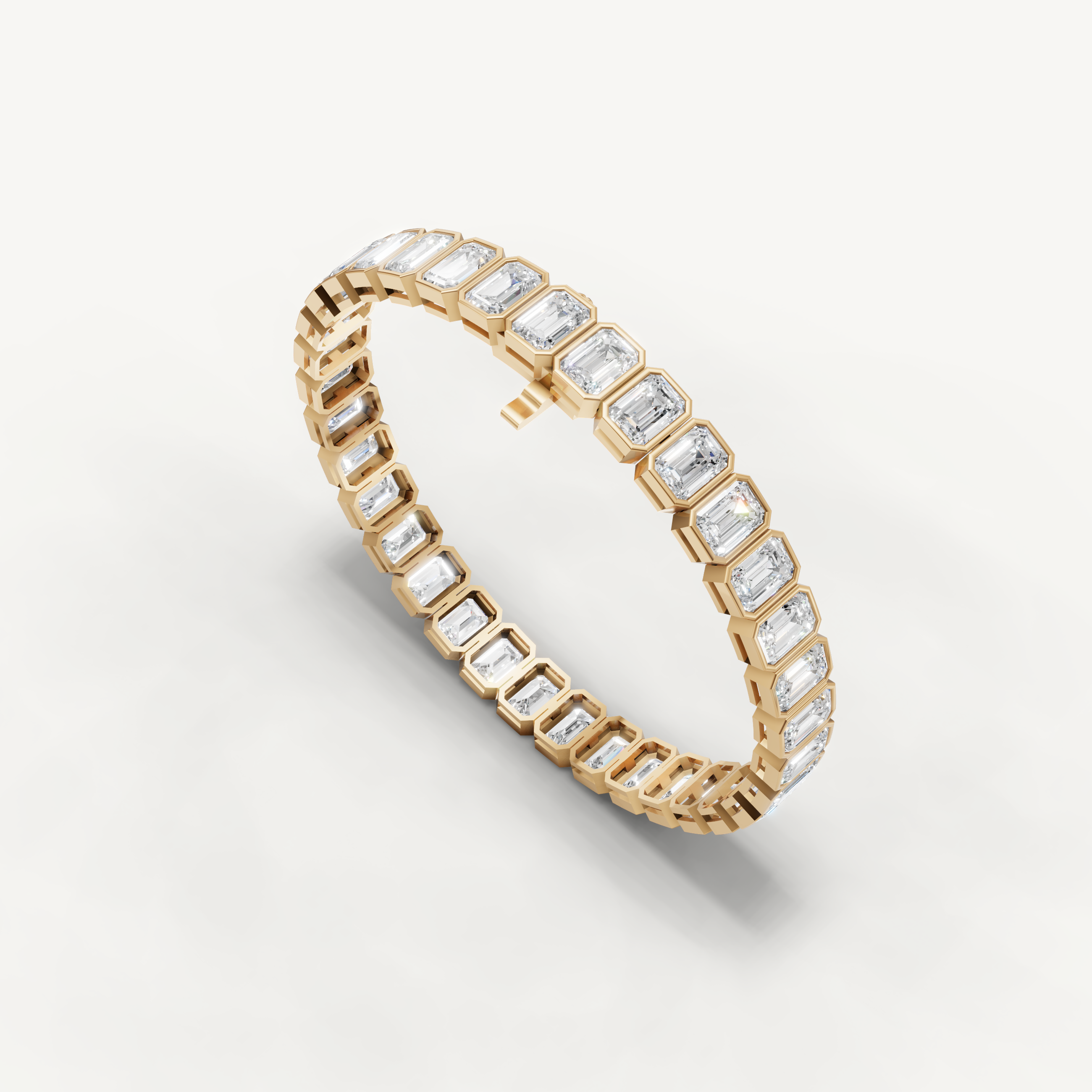Emerald Cut Lab Grown Diamond Tennis Bracelet in 14K Yellow Gold