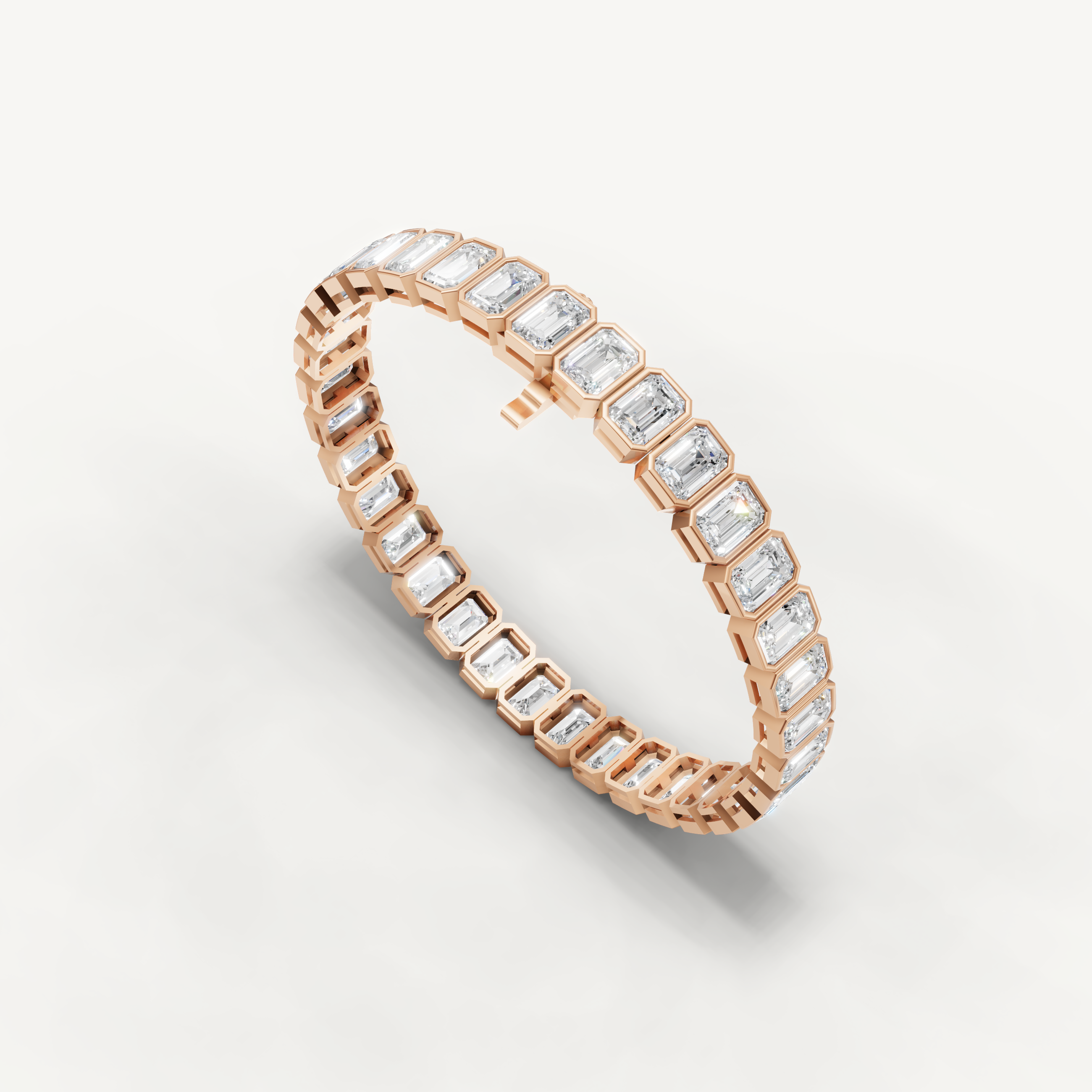 Emerald Cut Lab Grown Diamond Tennis Bracelet in 14K Yellow Gold