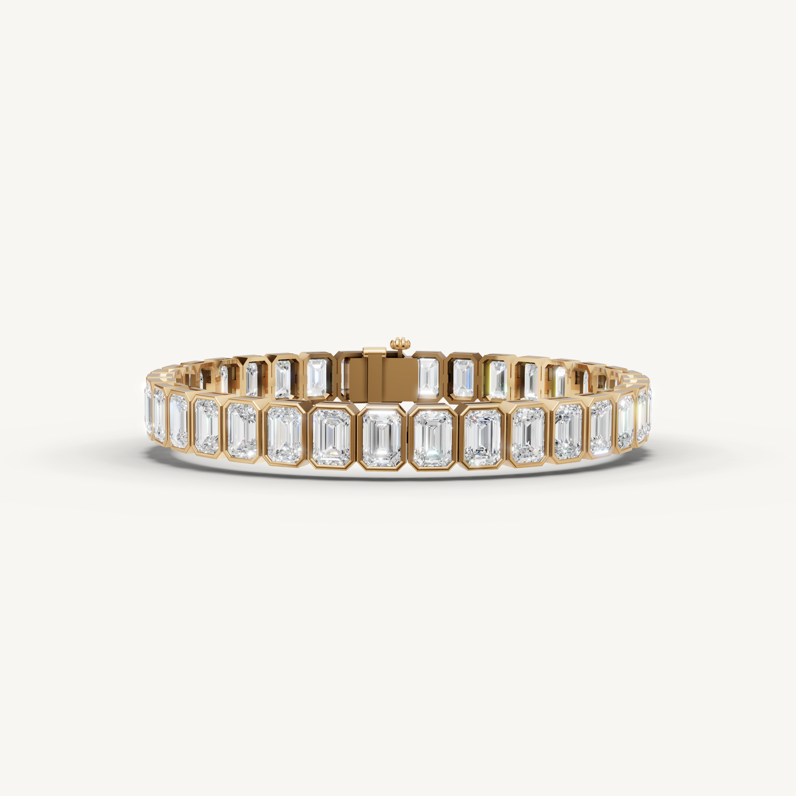 Emerald Cut Lab Grown Diamond Tennis Bracelet in 14K Yellow Gold