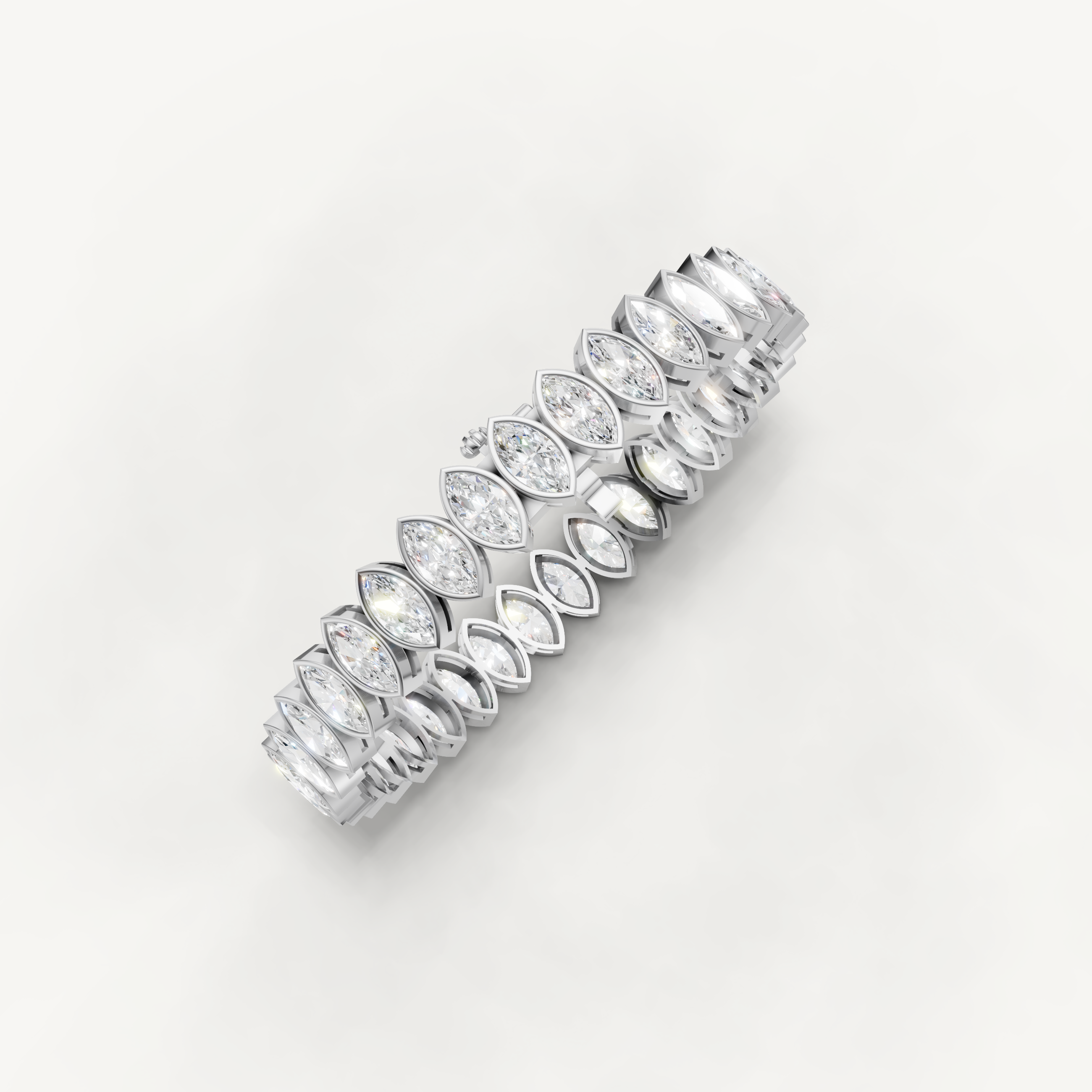 Marquise Lab Grown Diamond Tennis Bracelet in 14K Yellow Gold