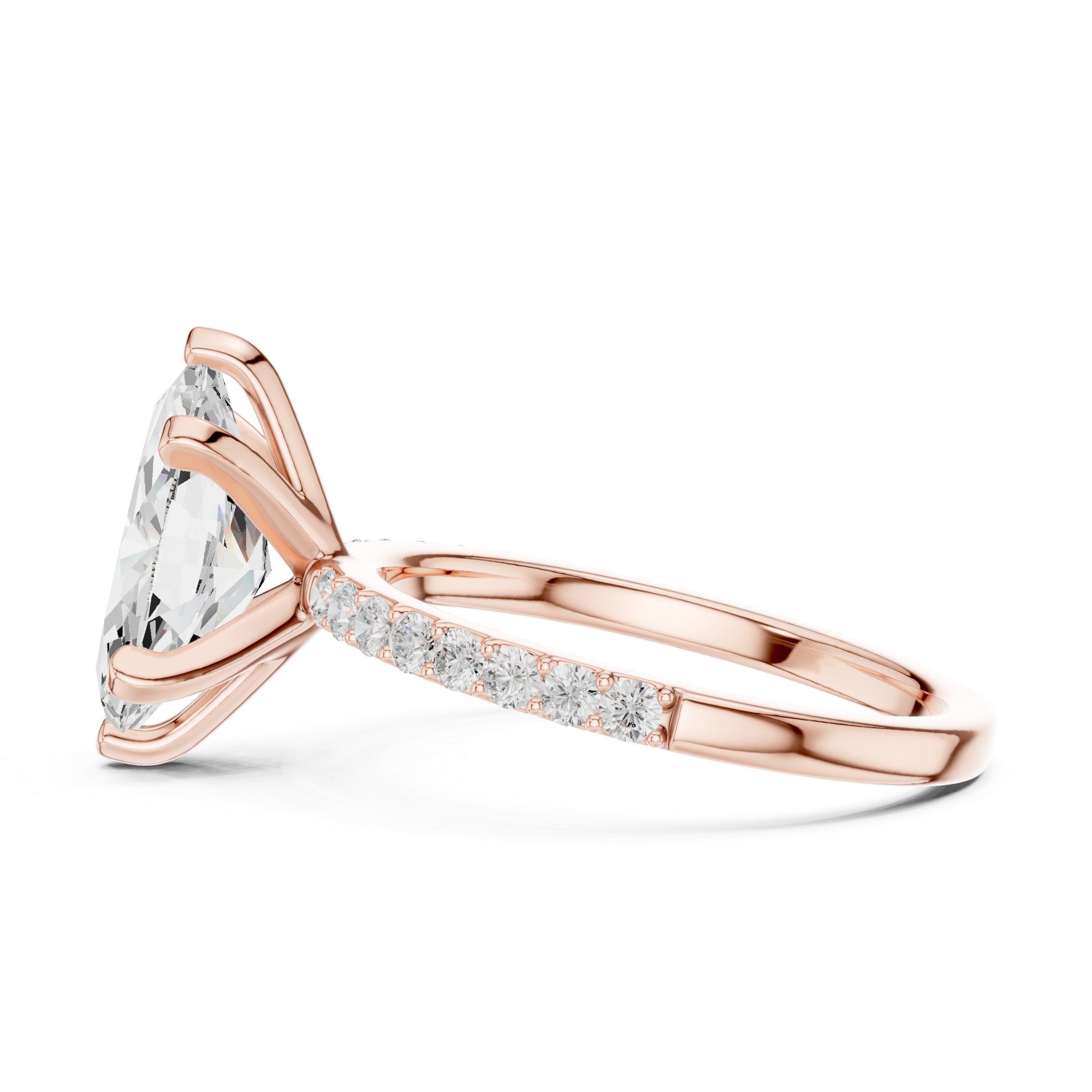 Lab created marquise cut diamond pavé engagement ring