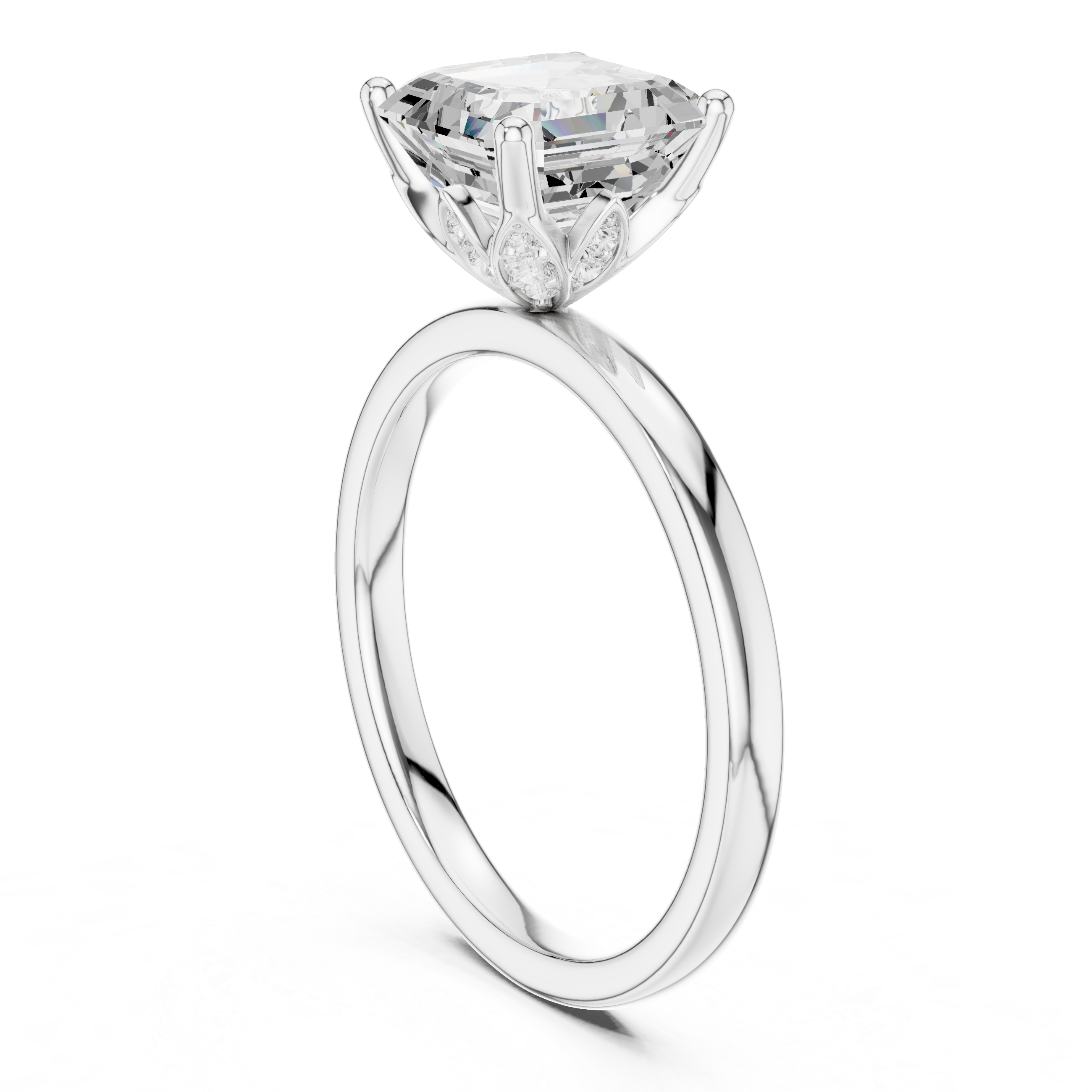 Solitaire ring featuring Asscher cut lab grown diamond
