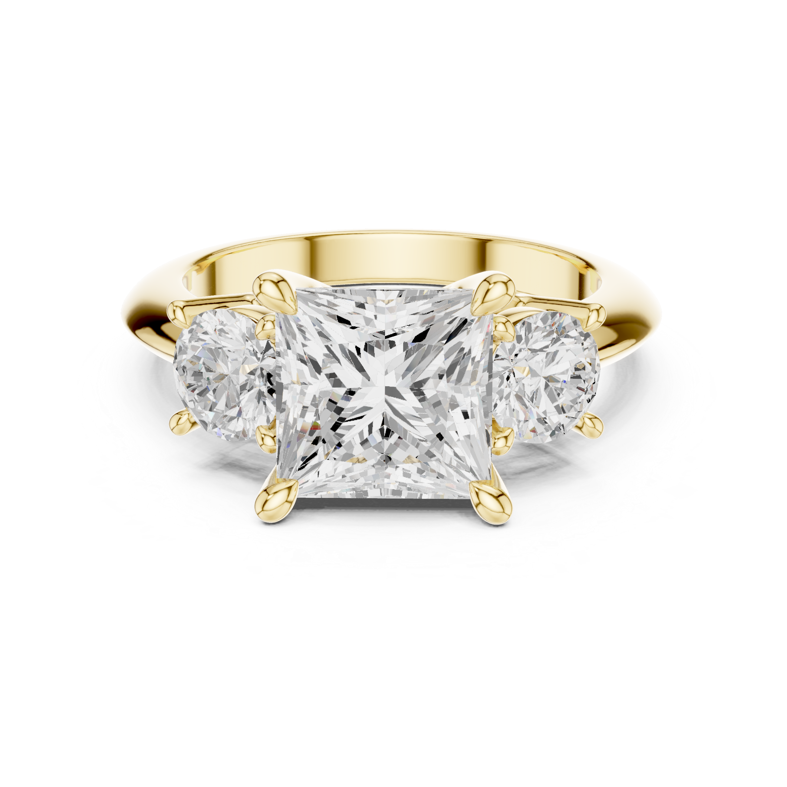 2.50 CT princess cut lab diamond three stone ring