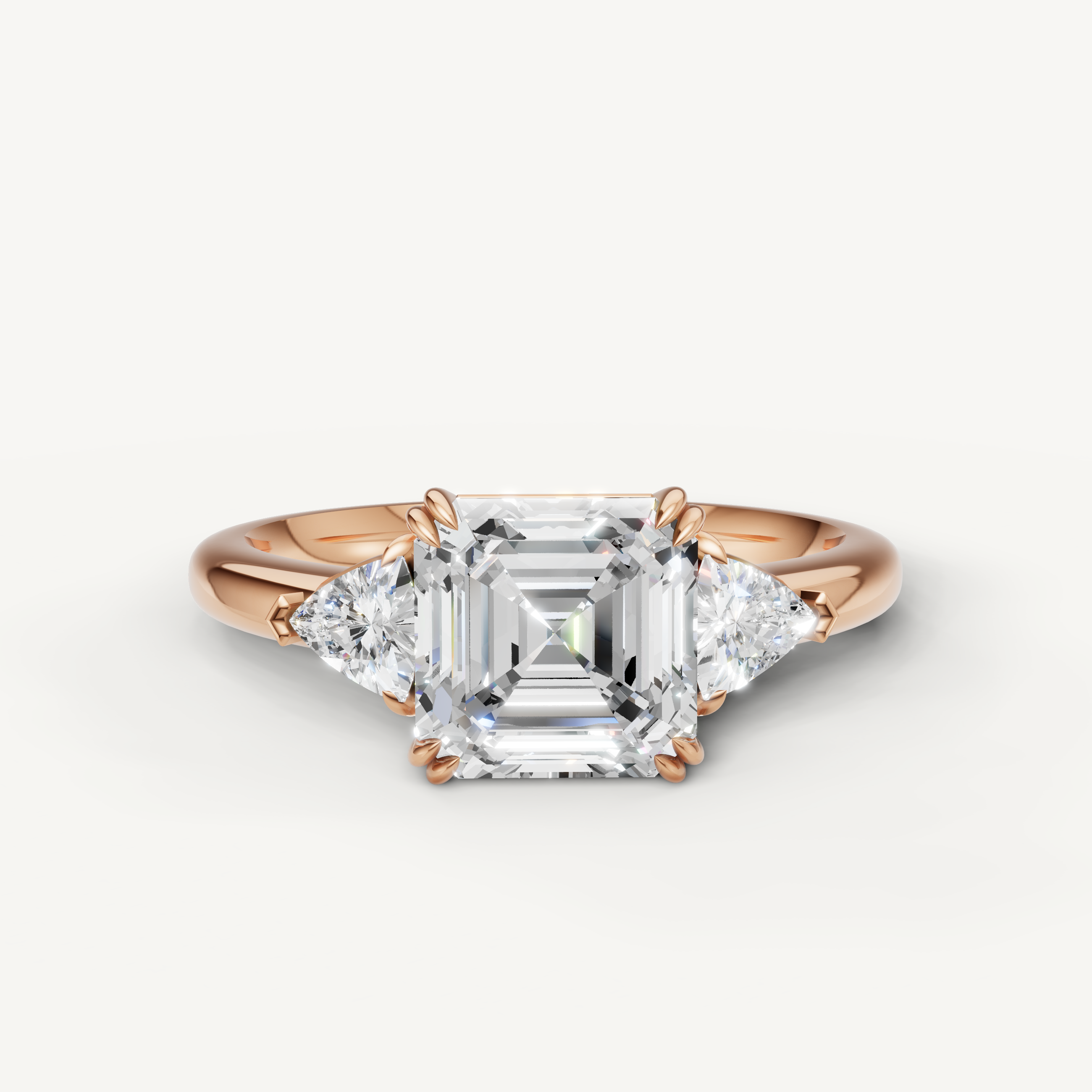Raul Diamonds rose gold asscher cut solitaire engagement ring with milgrain accents