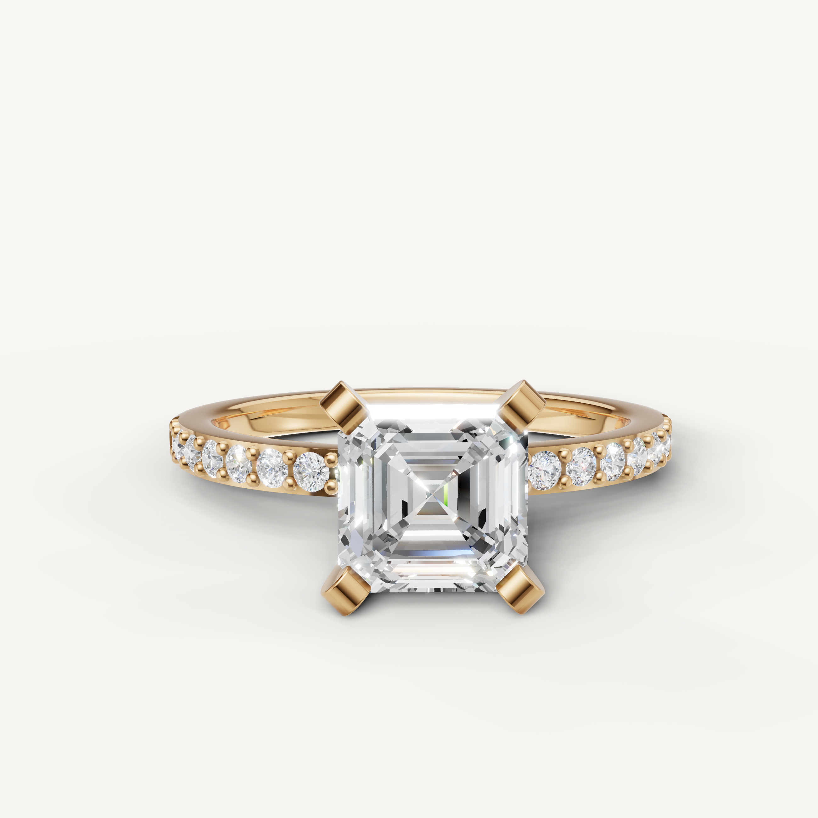 Raul Diamonds yellow gold asscher cut diamond engagement ring with pavé diamond band