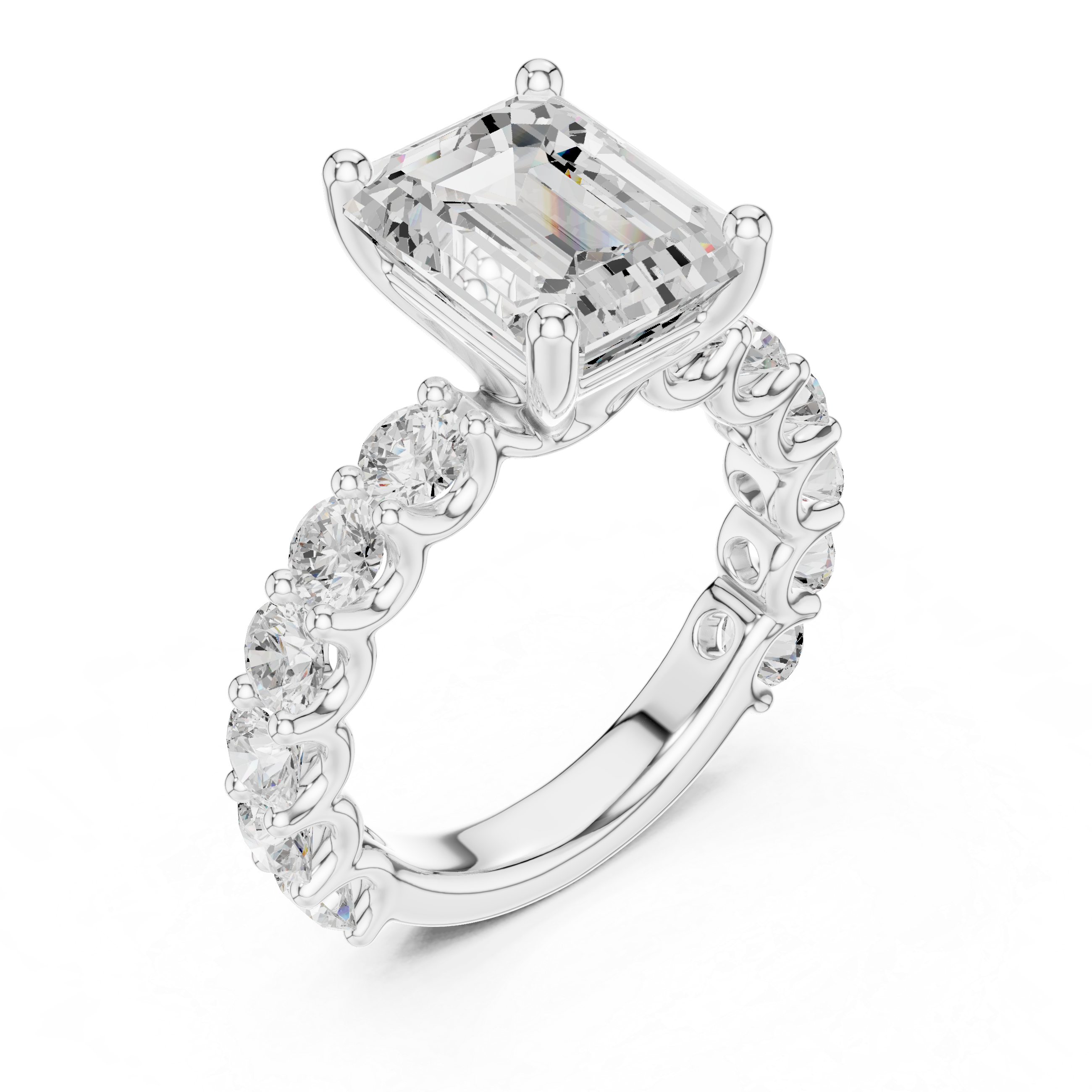 14K gold emerald cut lab diamond engagement ring 5.92 CTW