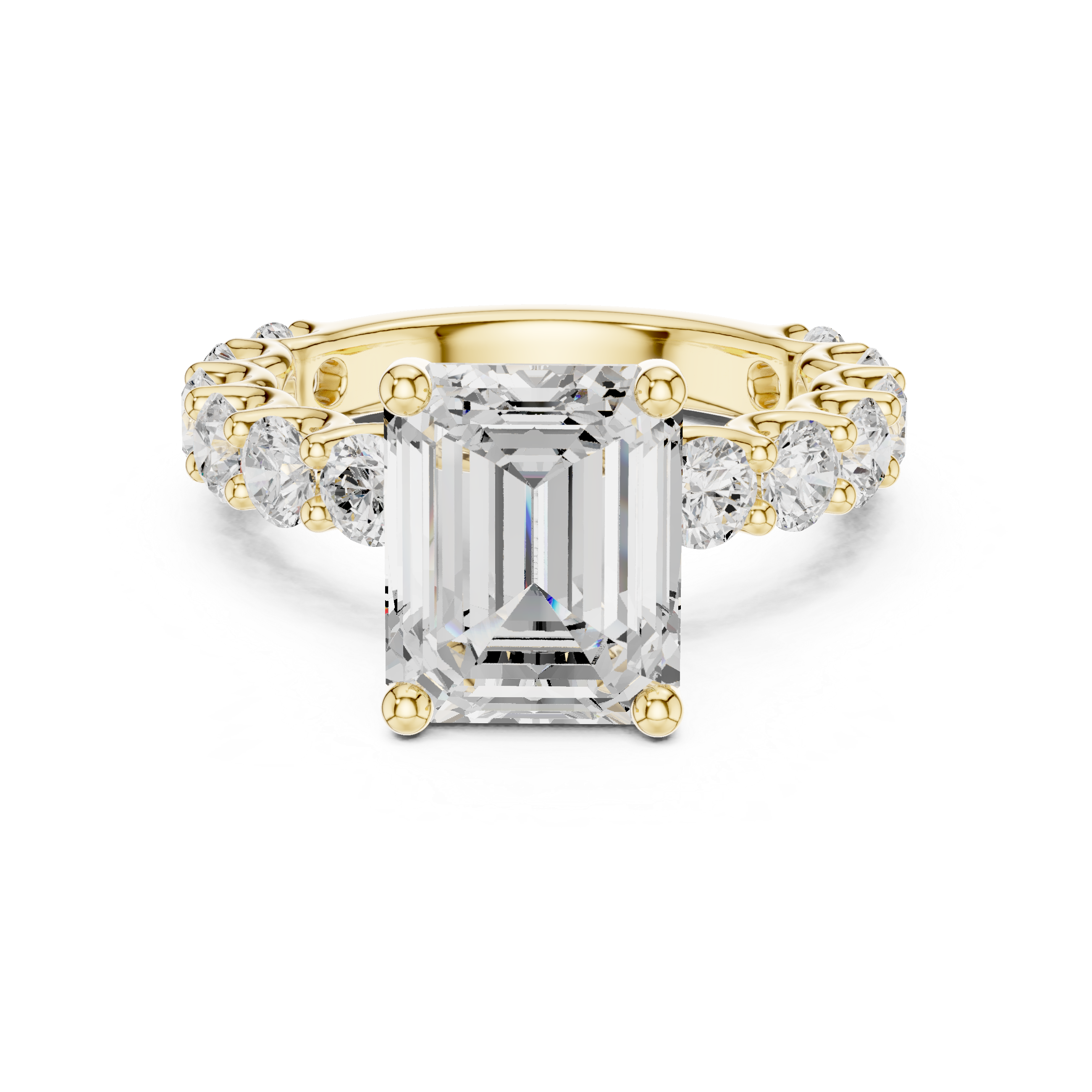 5.92 CTW emerald cut lab diamond engagement ring 14K gold