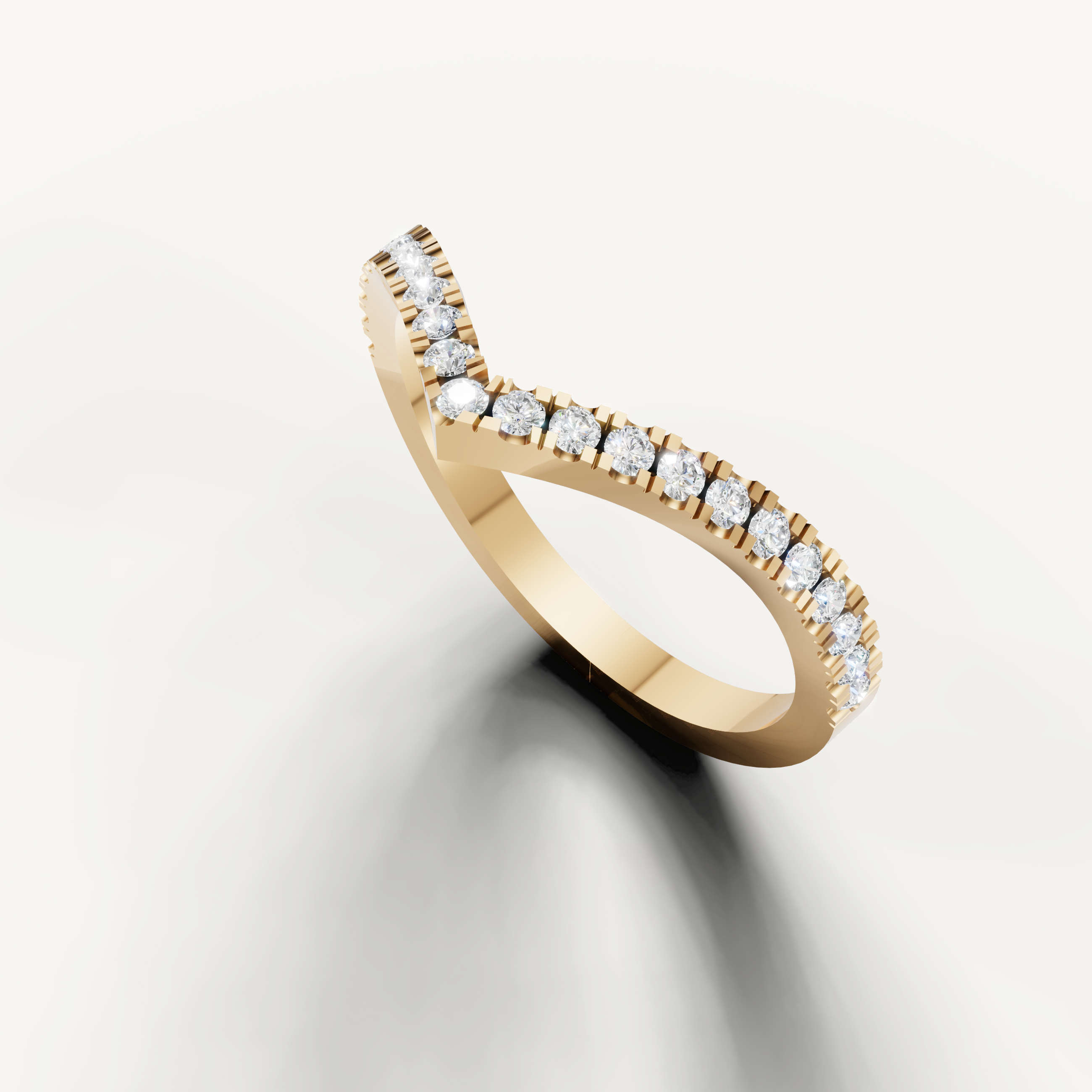 Yellow gold stackable diamond wedding band with pavé round diamonds Raul Diamonds