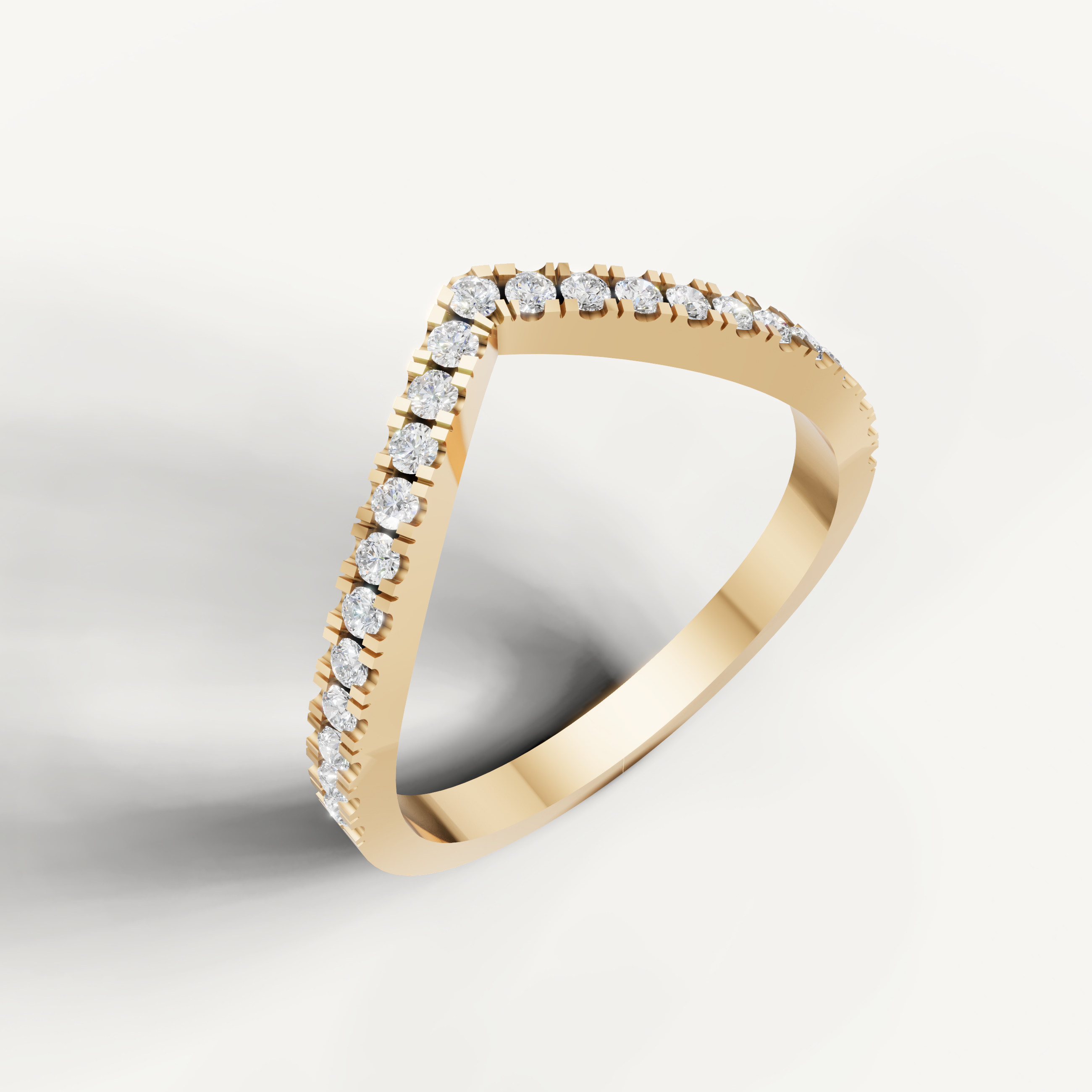 Luxury yellow gold V shaped diamond wedding ring for women by Raul Diamonds