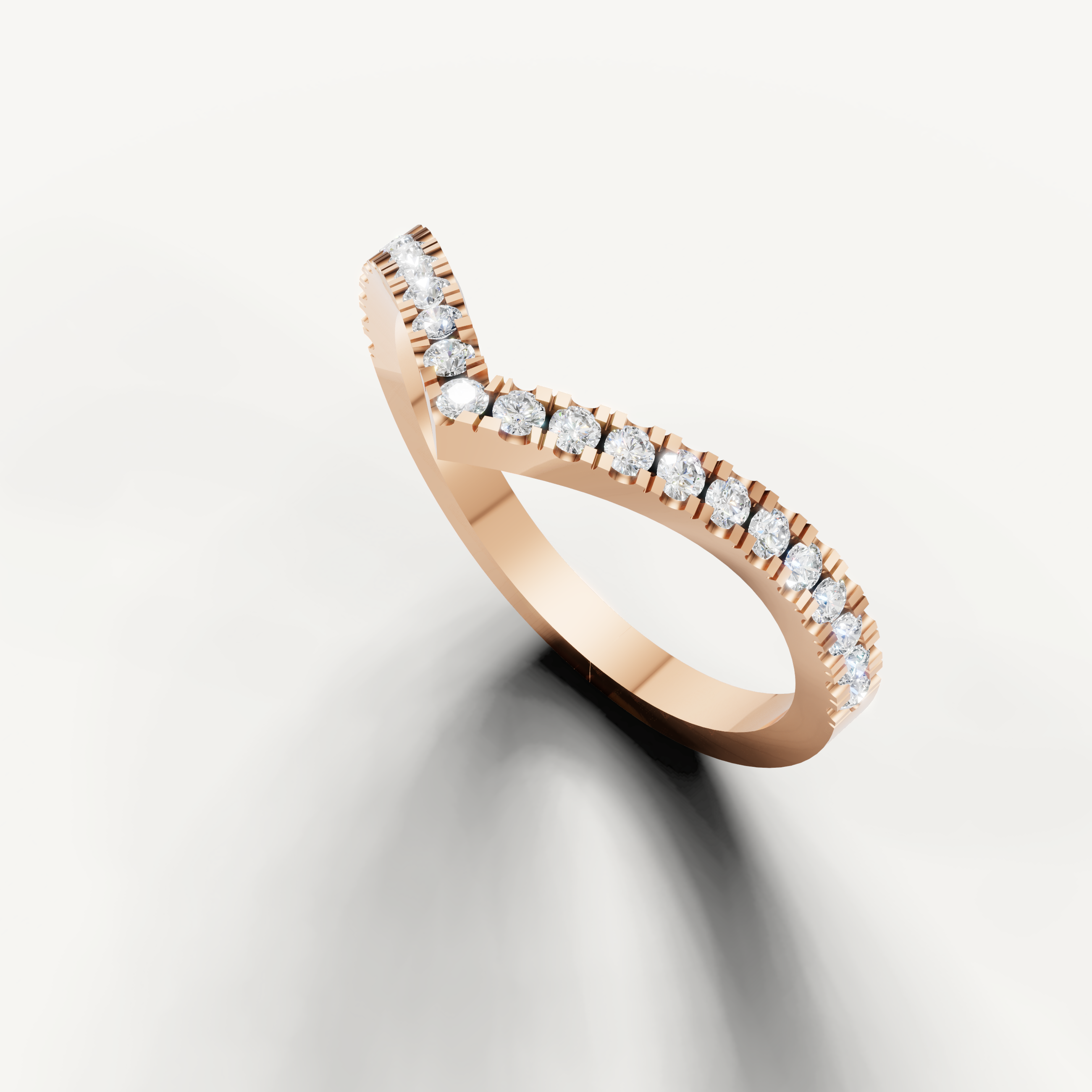Fine rose gold pavé diamond contour wedding band for women Raul Diamonds