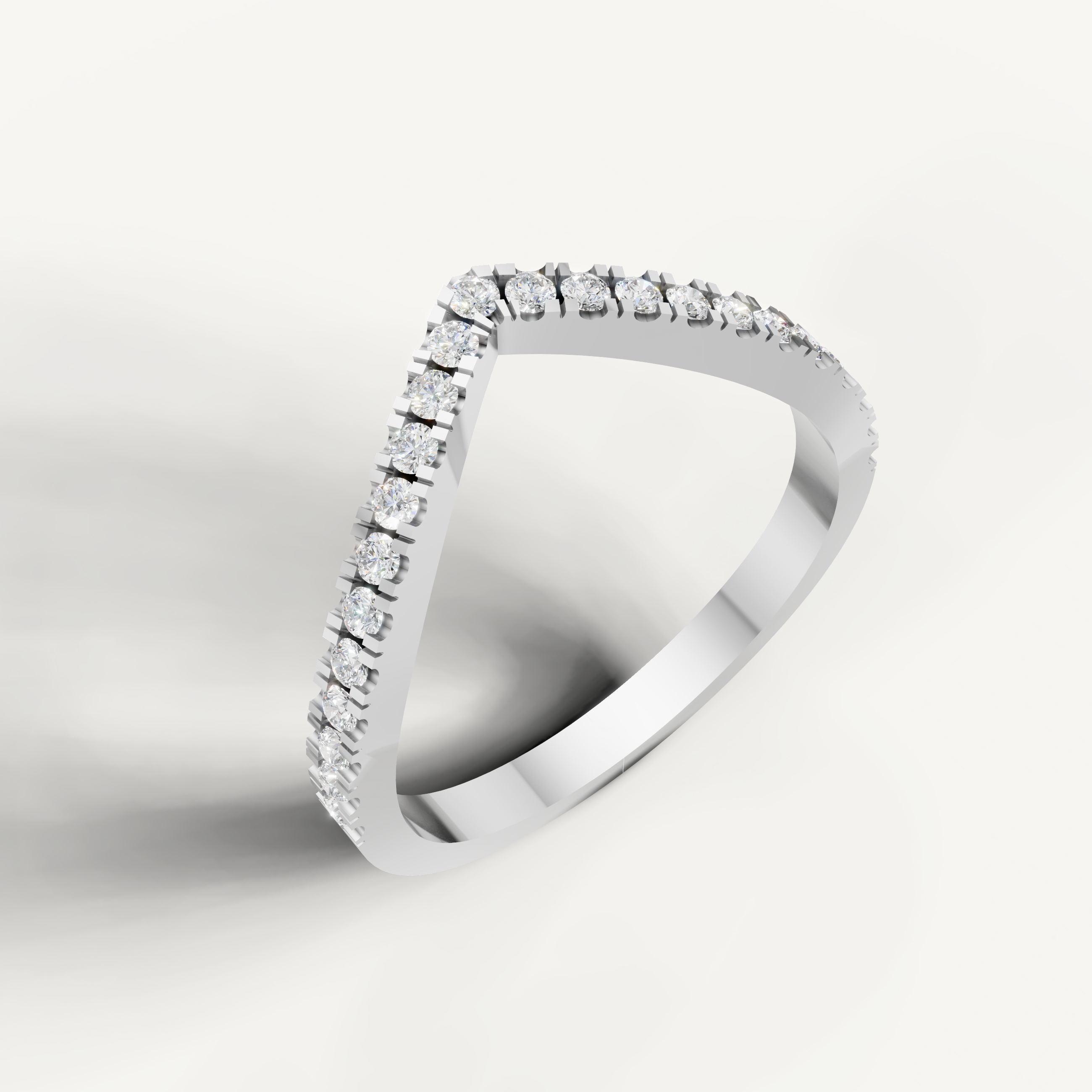 White gold contour diamond wedding ring for bridal set Raul Diamonds