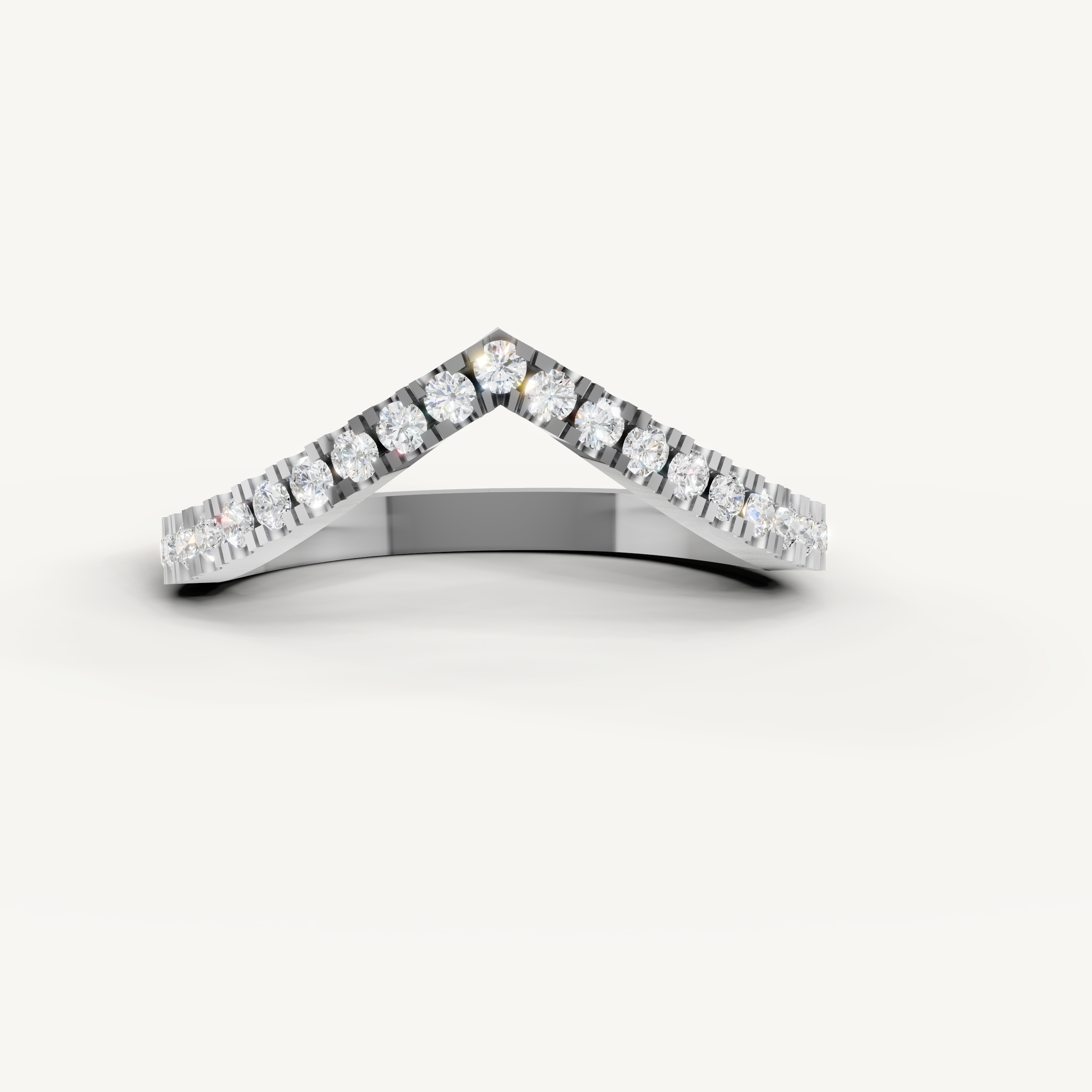 Raul Diamonds white gold curved diamond wedding band with round diamonds