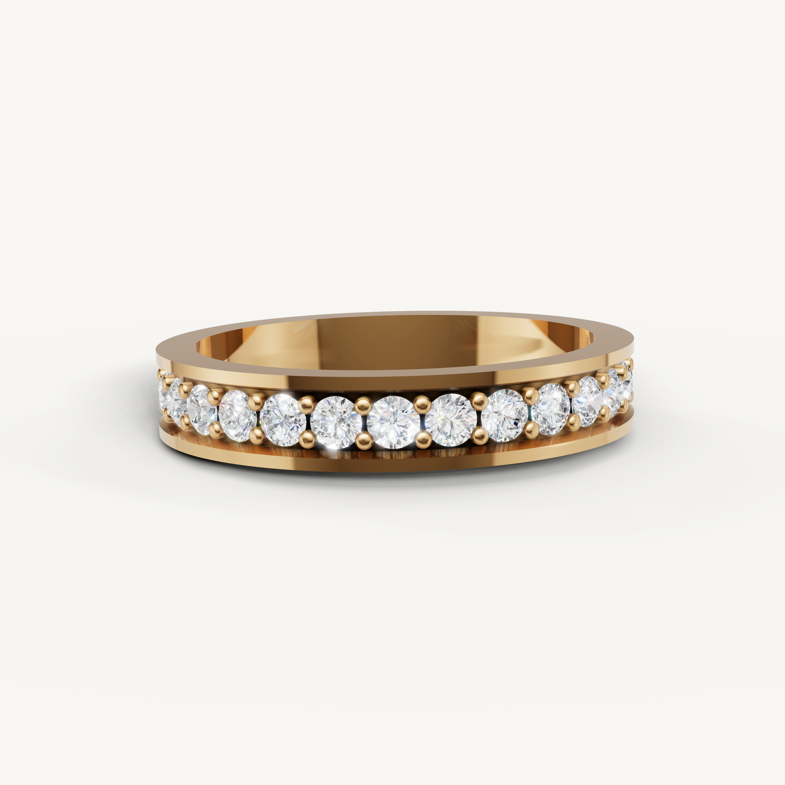 Raul Diamonds yellow gold diamond wedding band with round brilliant channel set diamonds