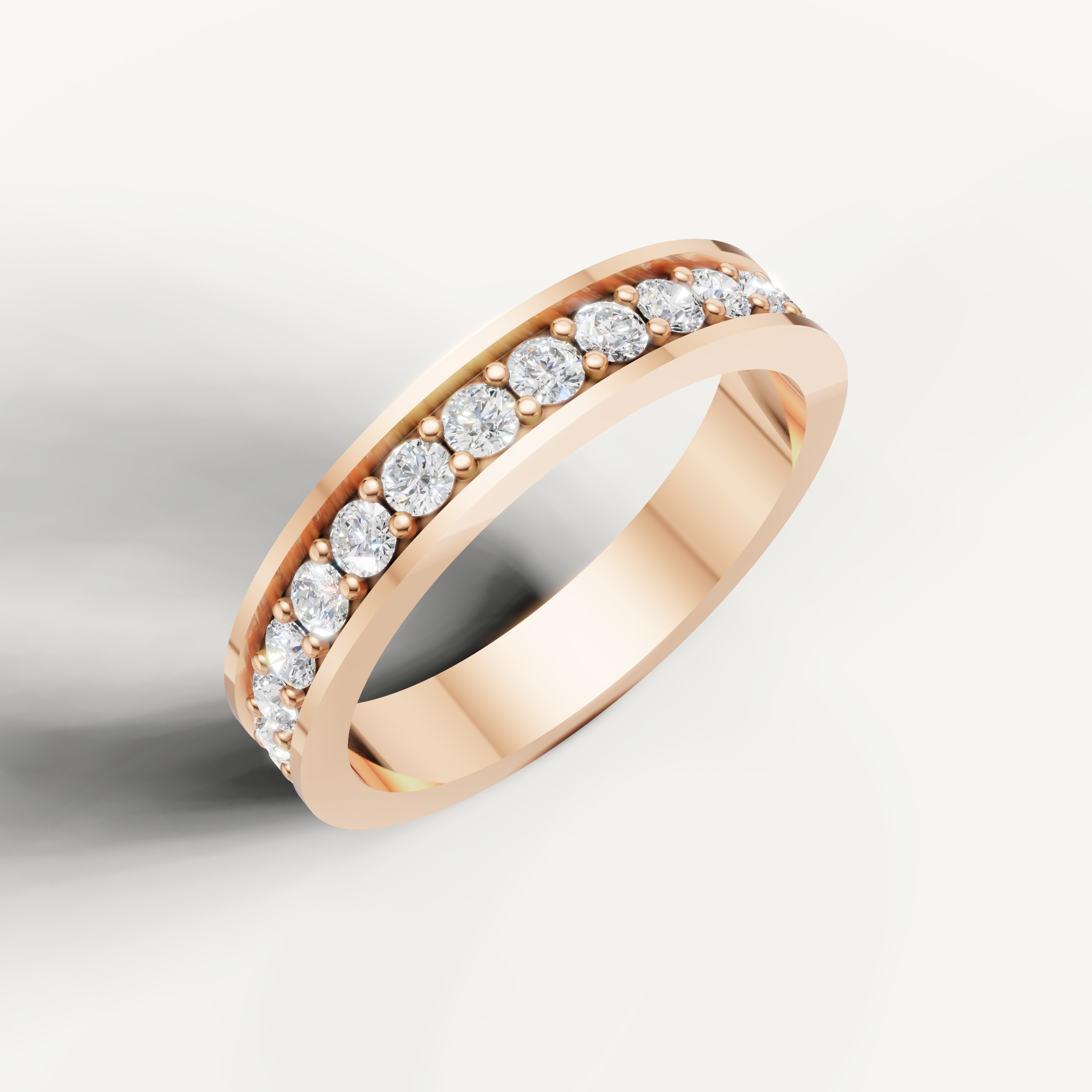 Rose gold channel set diamond wedding ring for bridal stack by Raul Diamonds