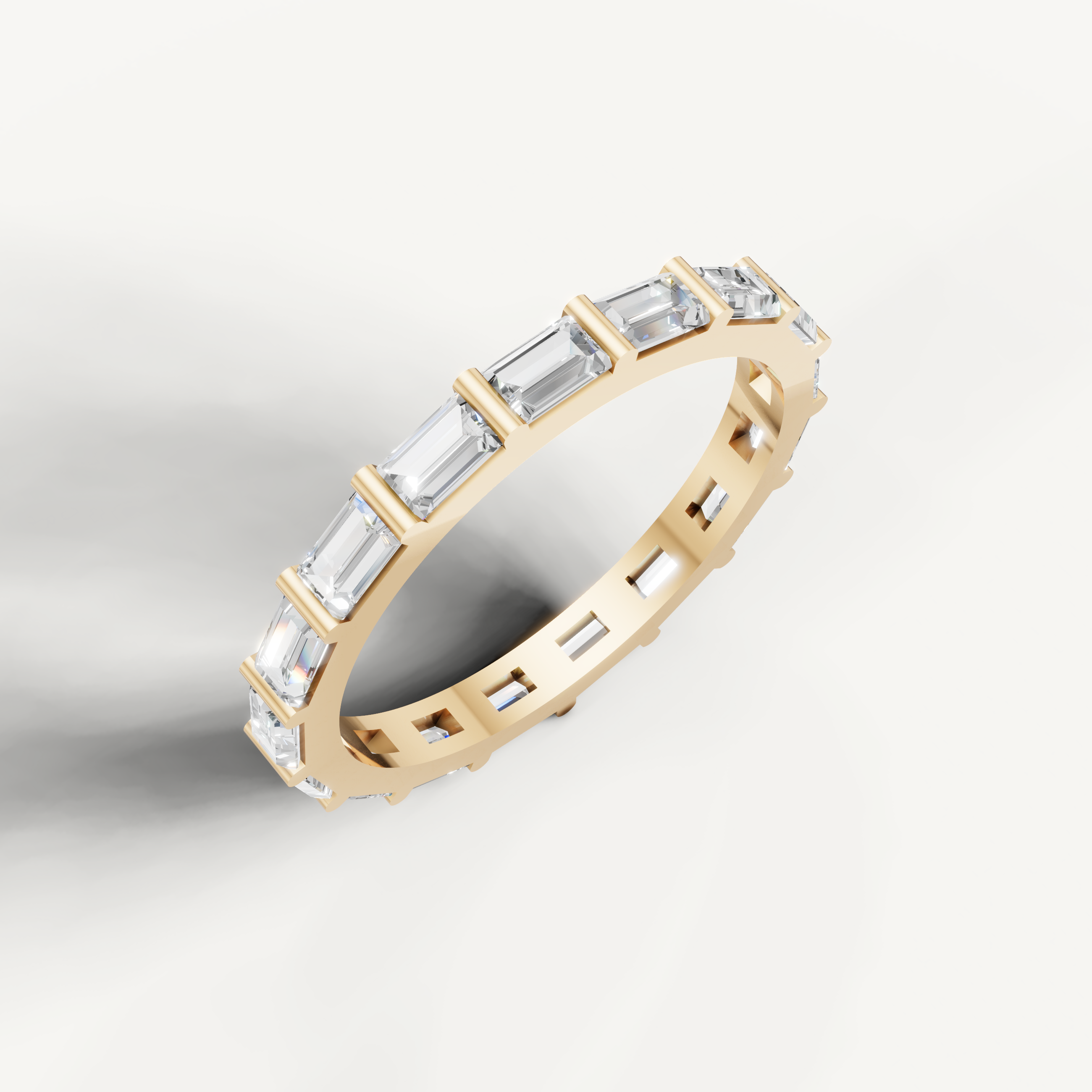 Elegant yellow gold emerald cut diamond wedding ring for women Raul Diamonds