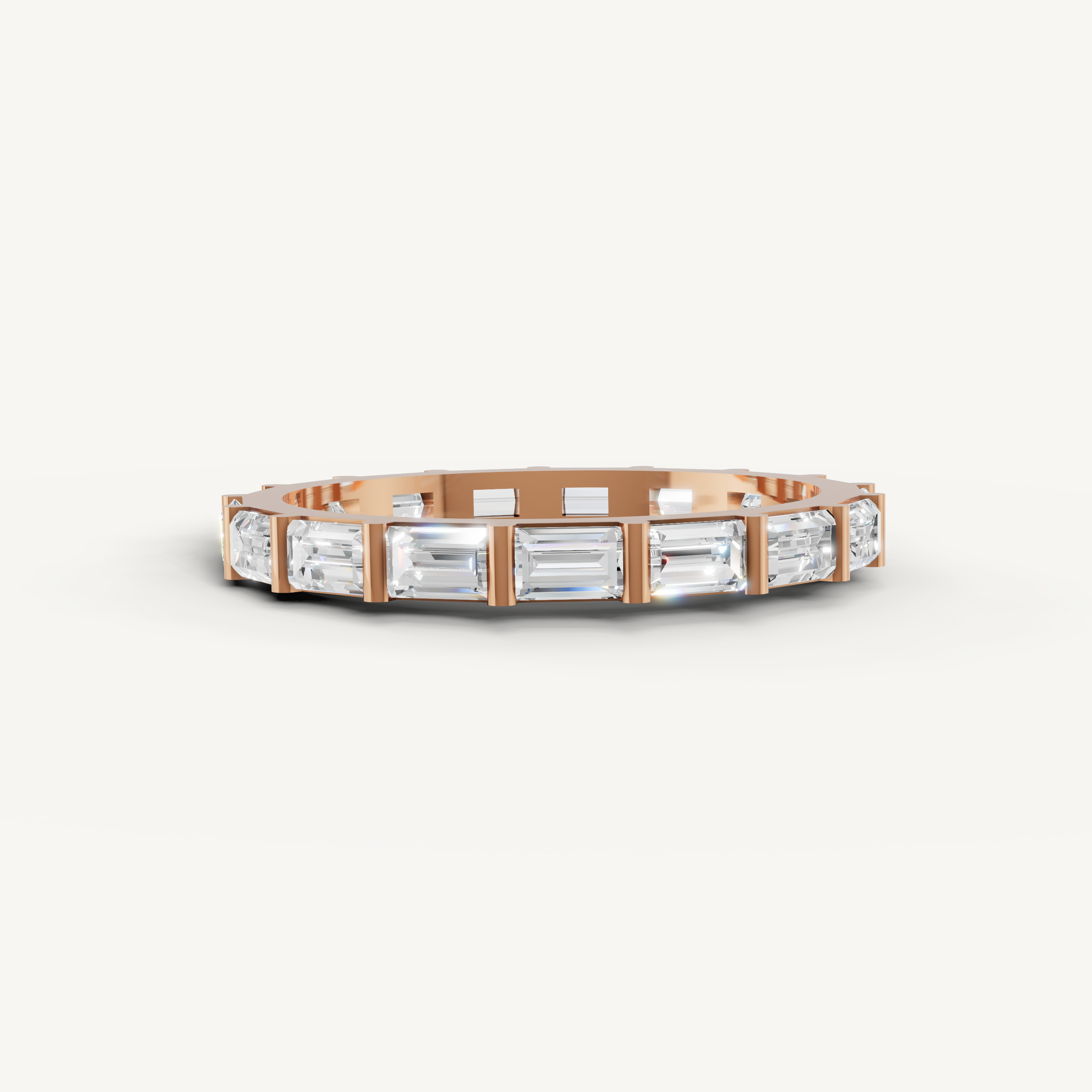 Raul Diamonds rose gold baguette diamond wedding band with eternity style