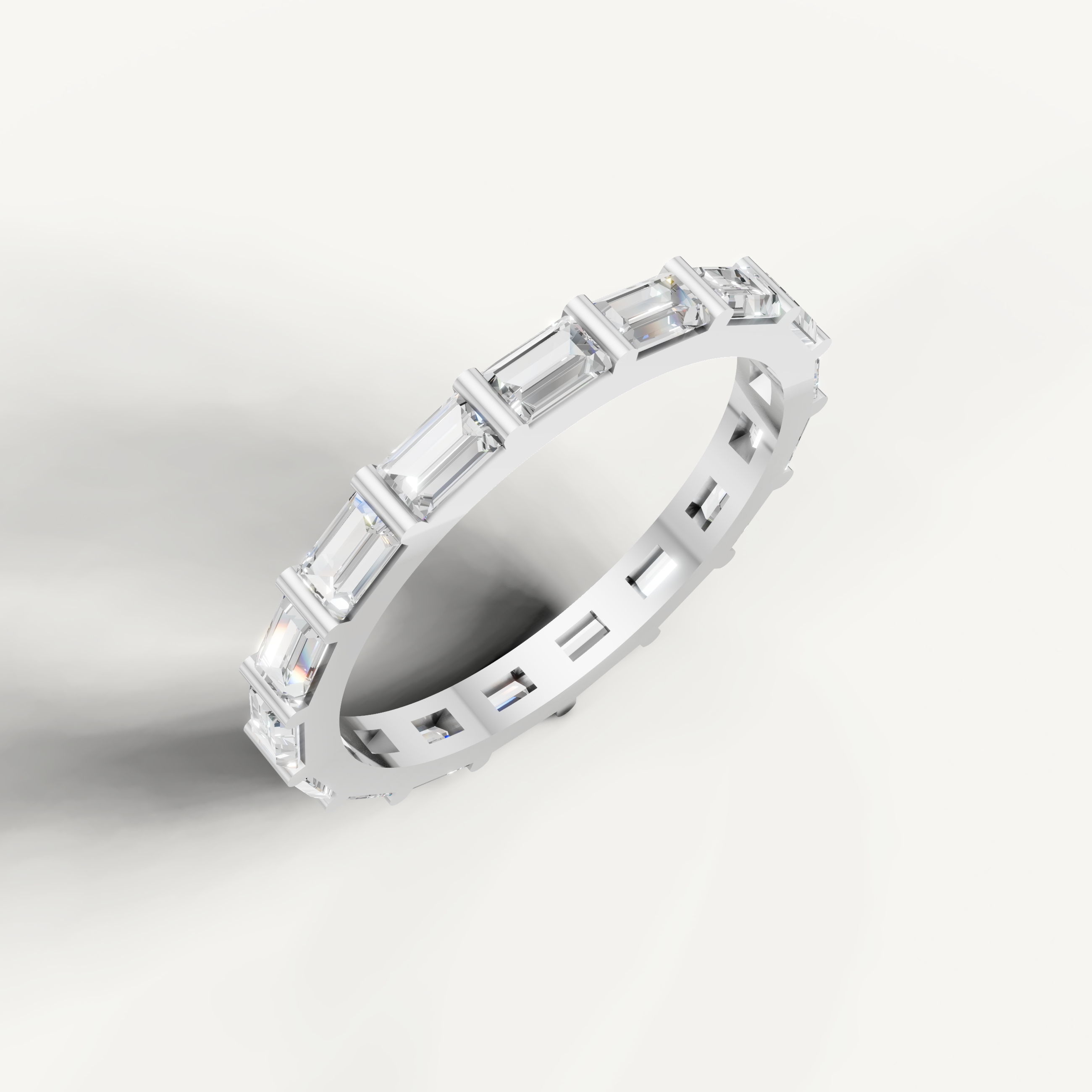 White gold emerald cut diamond wedding ring for women by Raul Diamonds