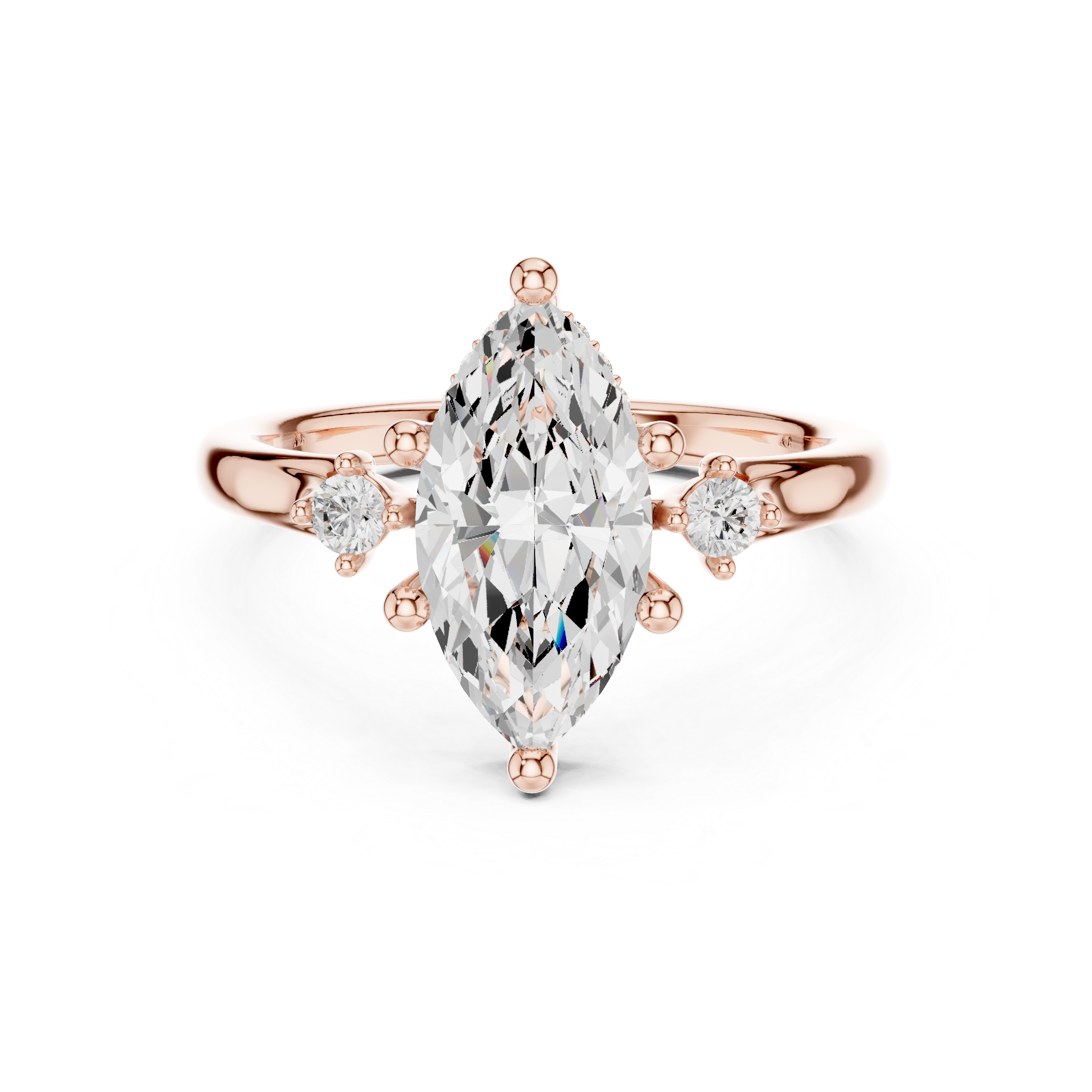 Marquise Cut Lab-Grown Diamond Engagement Ring in 14K Gold | Vintage-Inspired Accented Setting