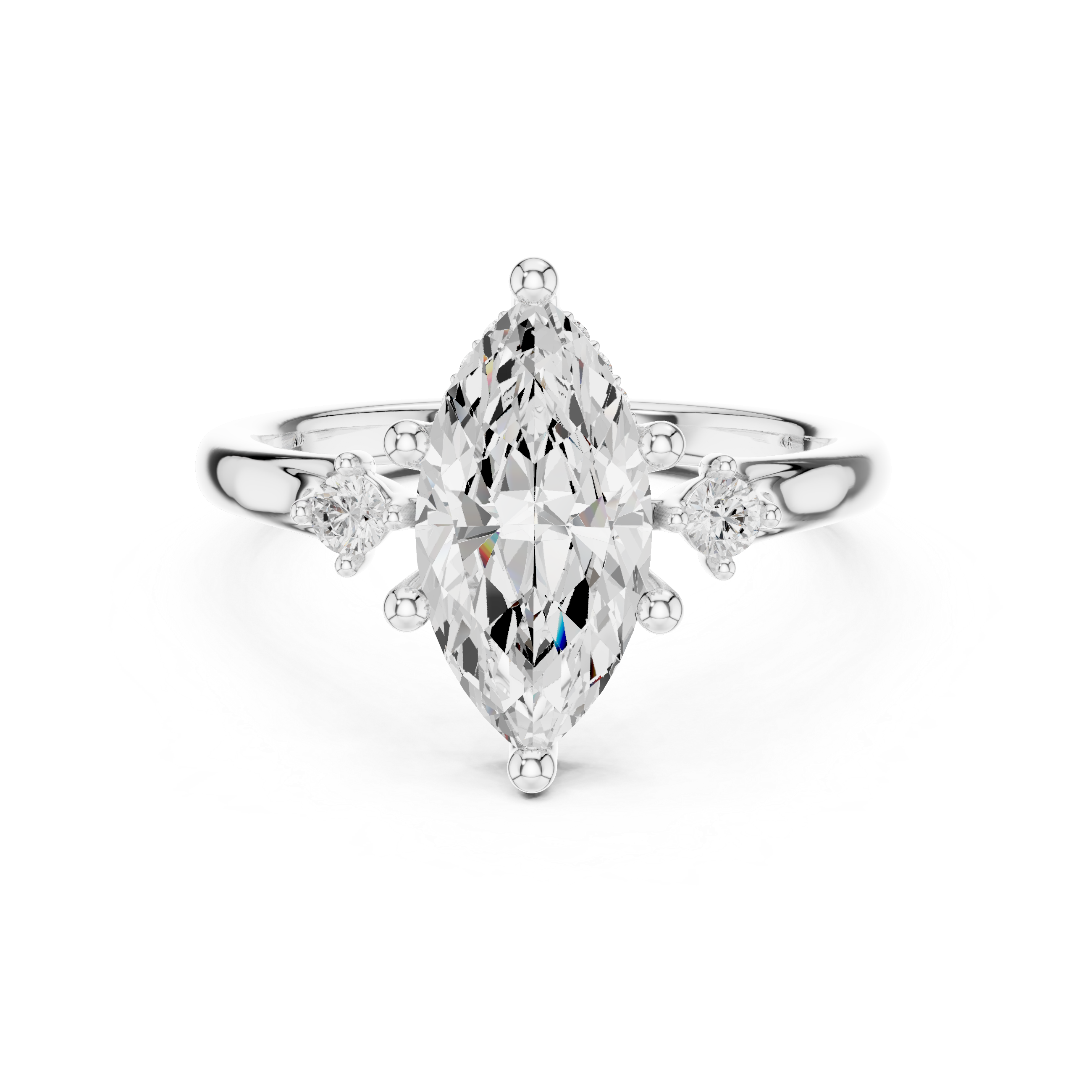 Marquise Cut Lab-Grown Diamond Engagement Ring in 14K Gold | Vintage-Inspired Accented Setting