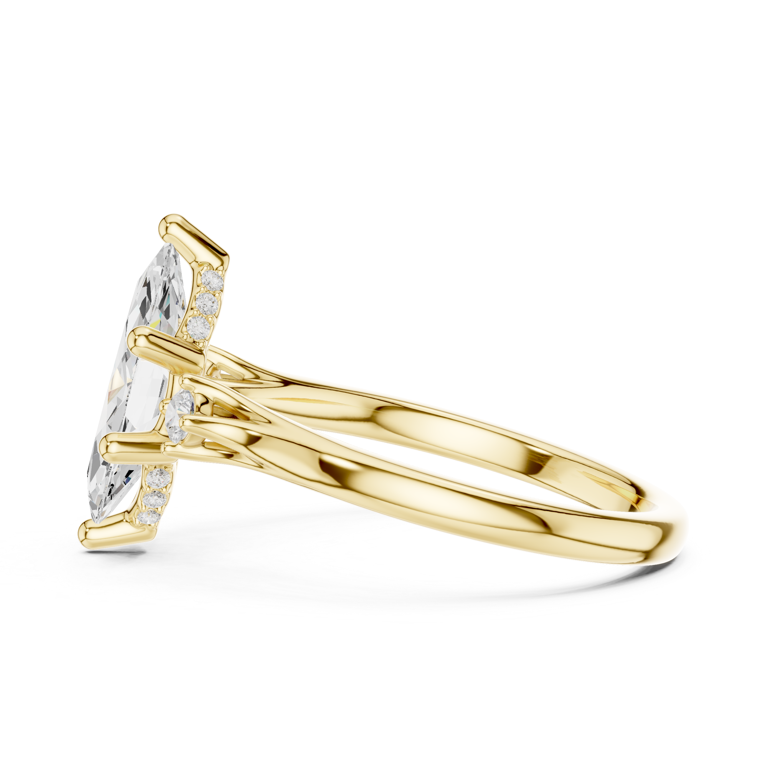 Marquise Cut Lab-Grown Diamond Engagement Ring in 14K Gold | Vintage-Inspired Accented Setting