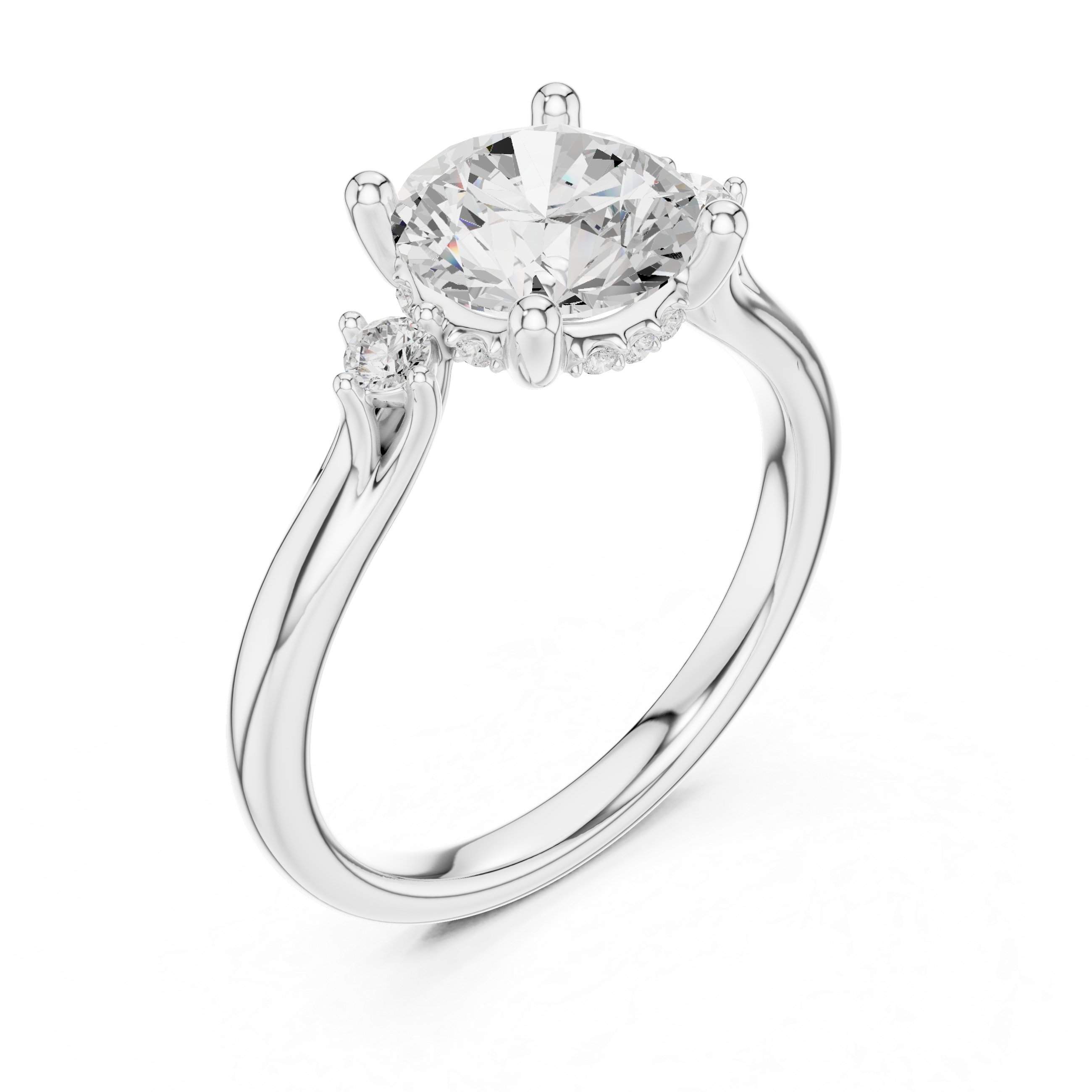 Sustainable Three-Stone Round Brilliant Lab Created Diamond Ring