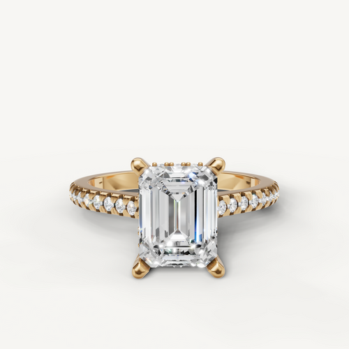 Raul Diamonds emerald cut lab grown diamond engagement ring in 14k yellow gold