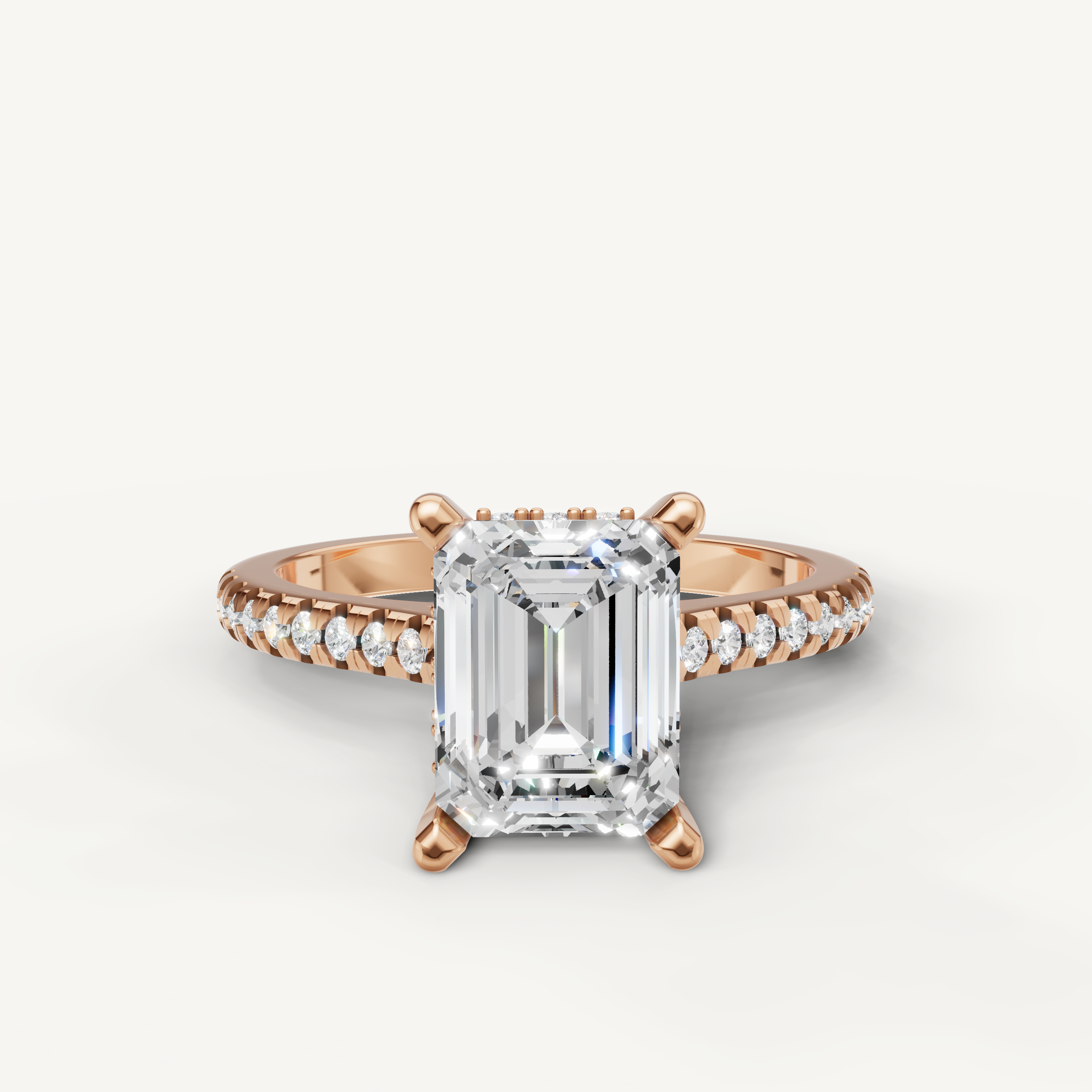 Raul Diamonds emerald cut lab grown diamond engagement ring in 14k rose gold