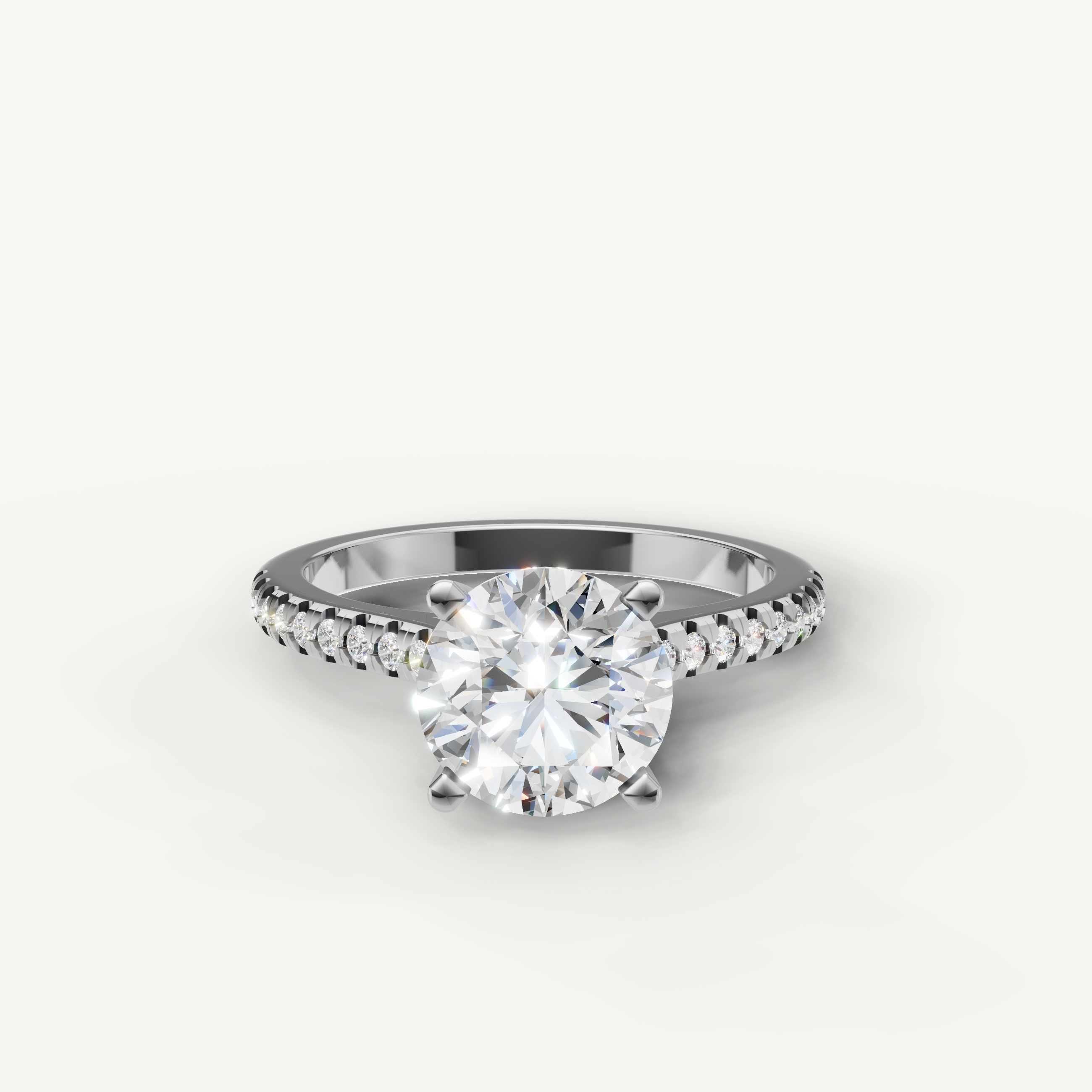 Classic Round Cut Lab Grown Diamond Ring in 14K White Gold – Raul Diamonds