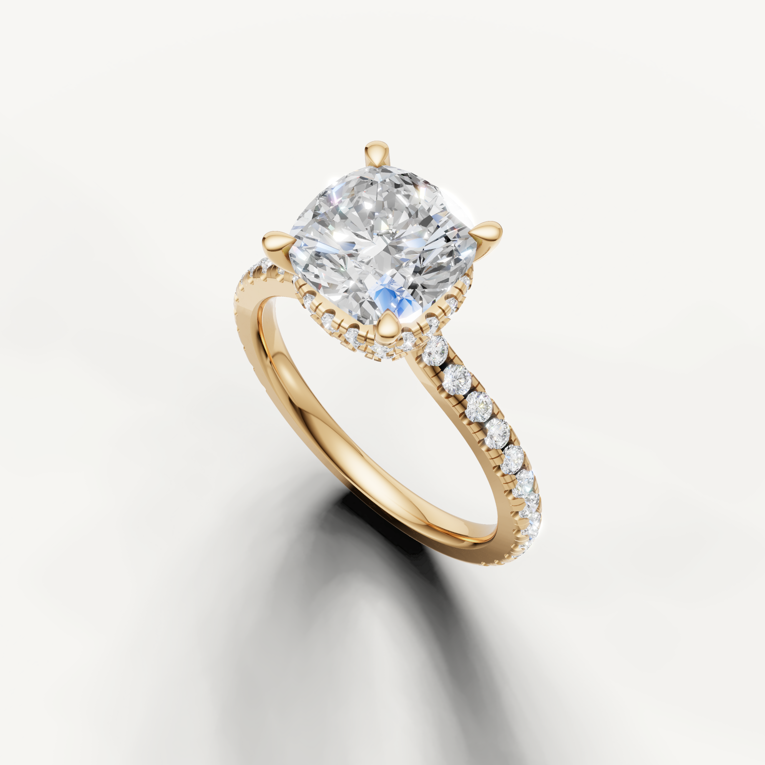 Yellow Gold Cushion Solitaire Lab Grown Diamond Ring for Women – Raul Diamonds