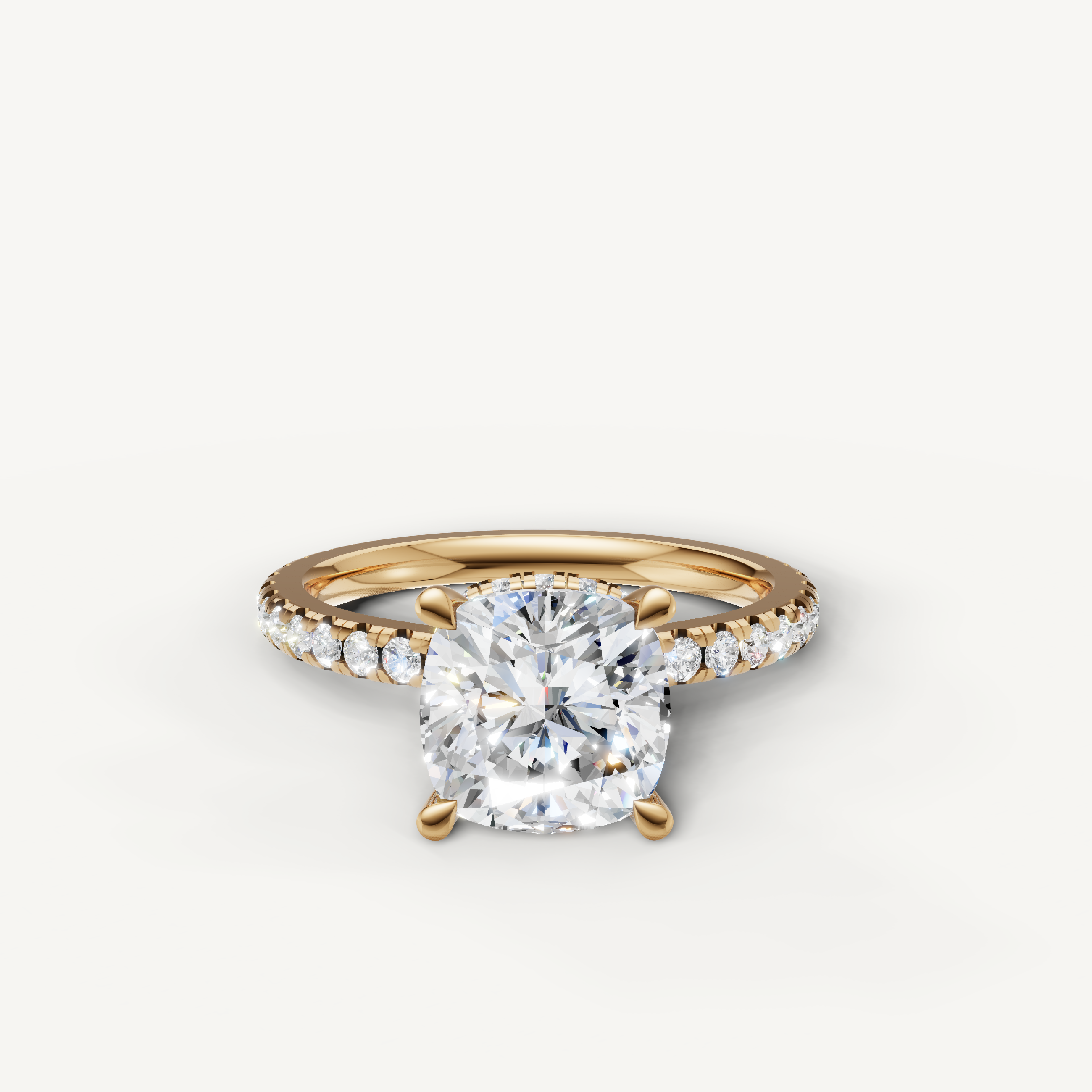 Cushion Lab Grown Diamond Engagement Ring in 14K Yellow Gold – Raul Diamonds