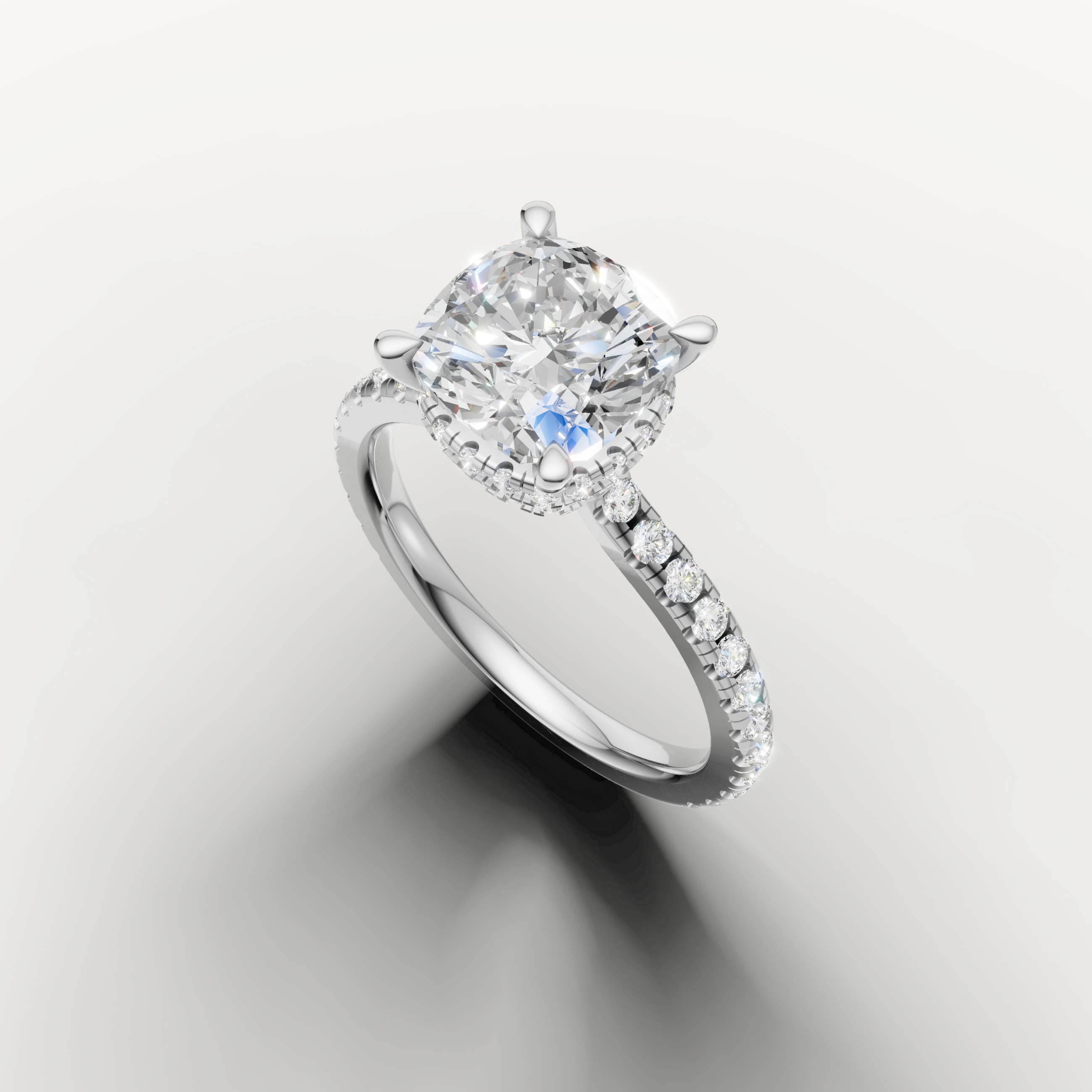 14K White Gold Cushion Solitaire Lab Diamond Engagement Ring – Raul Diamonds