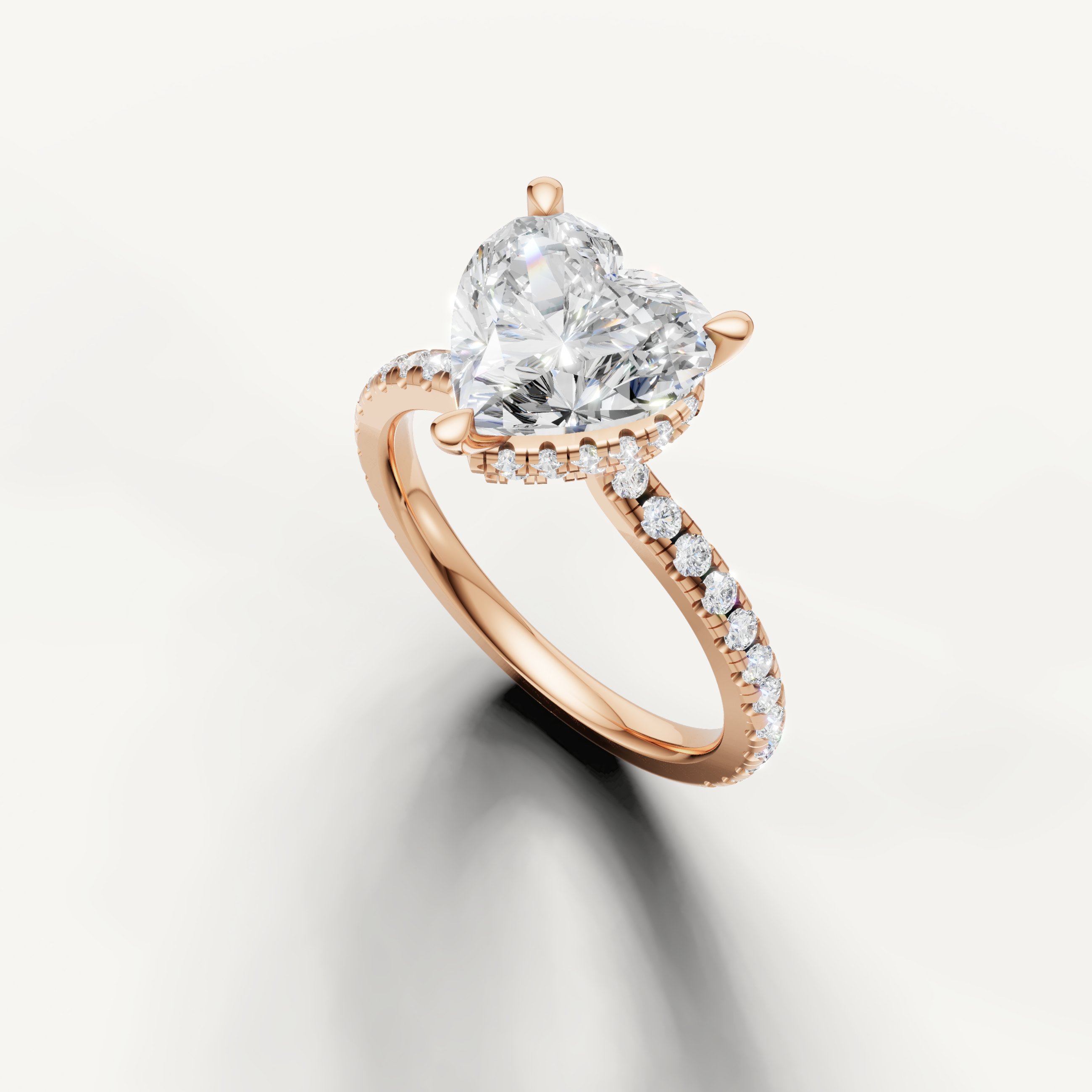 14K Rose Gold Heart Solitaire Diamond Engagement Ring – Raul Diamonds
