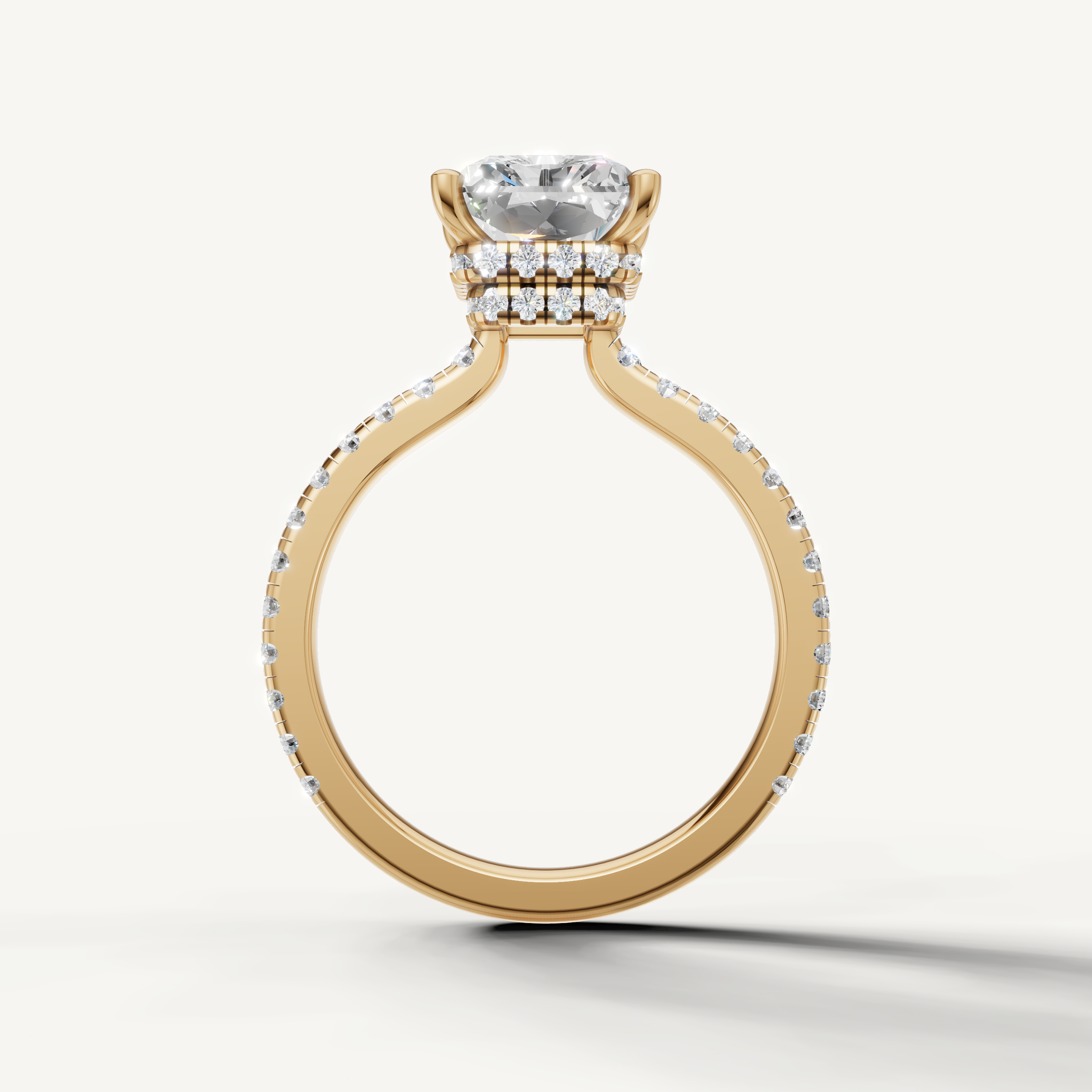 Radiant Brilliant Diamond Engagement Ring with Pavé Setting in Yellow Gold – Raul Diamonds