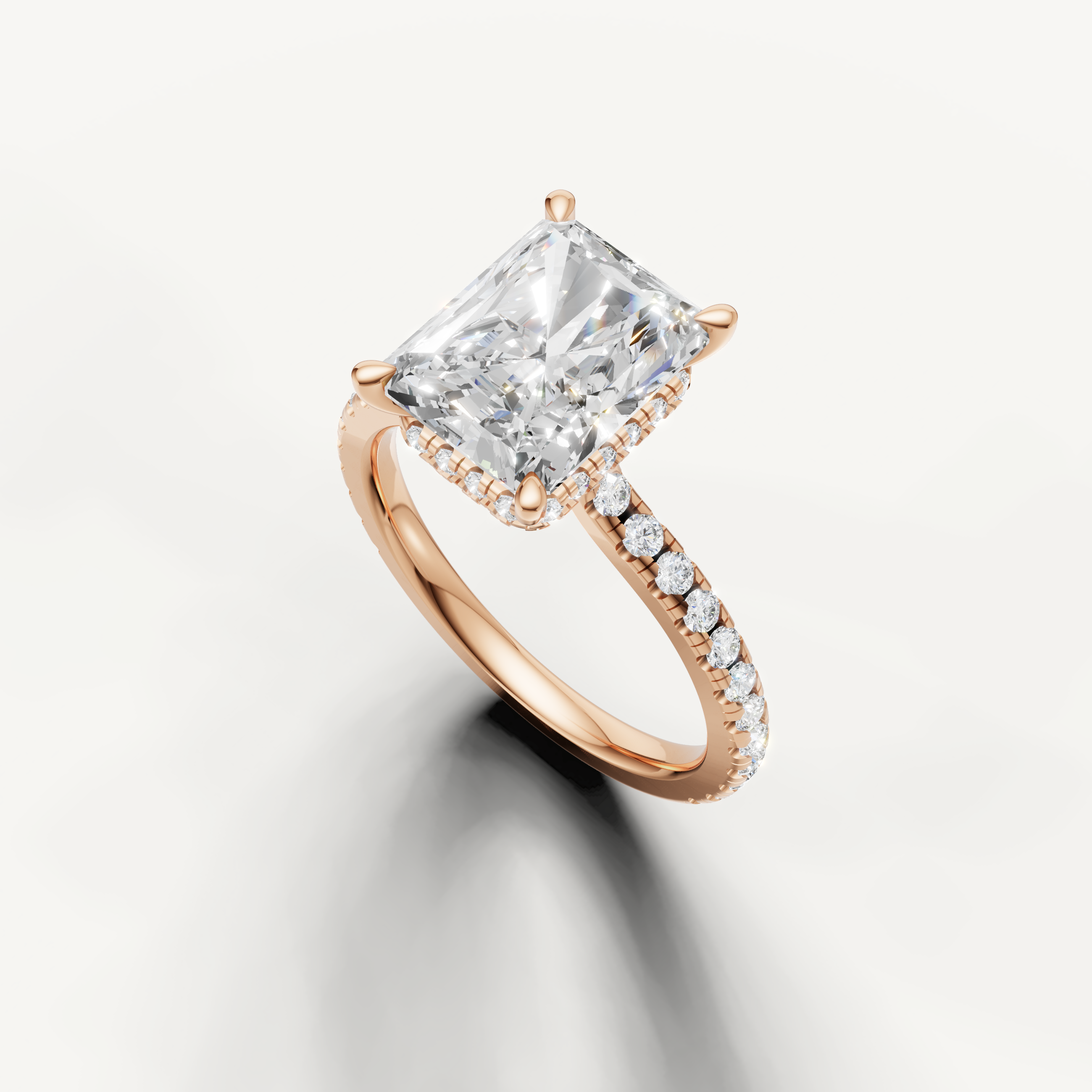 14K Rose Gold Radiant Solitaire Diamond Engagement Ring – Raul Diamonds