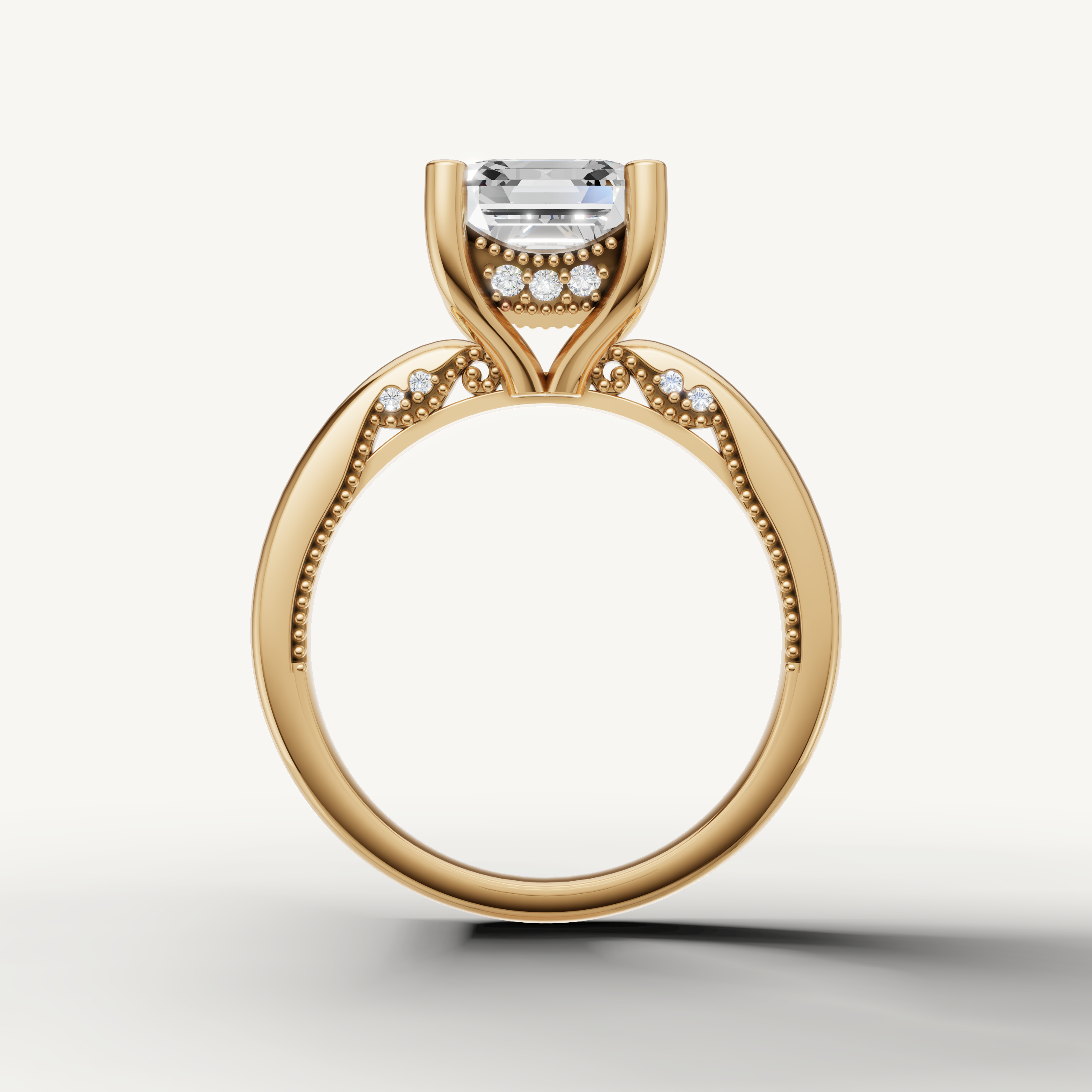 Elegant yellow gold asscher cut engagement ring with timeless solitaire diamond setting
