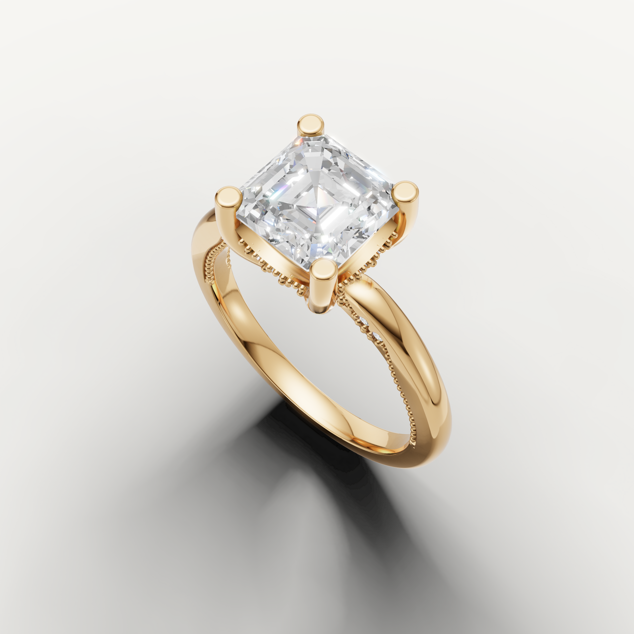 Raul Diamonds luxury yellow gold asscher cut solitaire engagement ring for women
