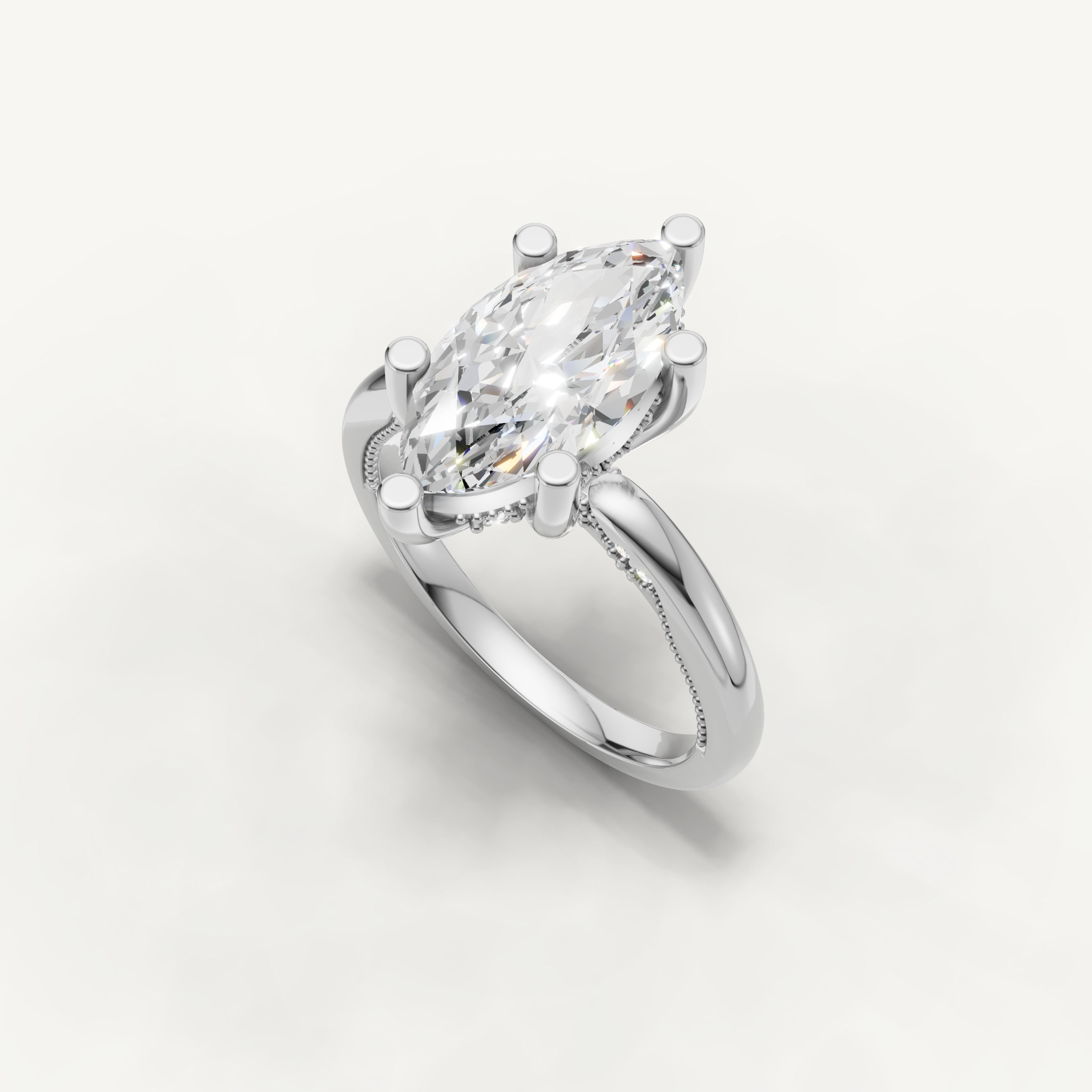Luxury white gold marquise lab grown diamond ring with refined bridal elegance by Raul Diamonds