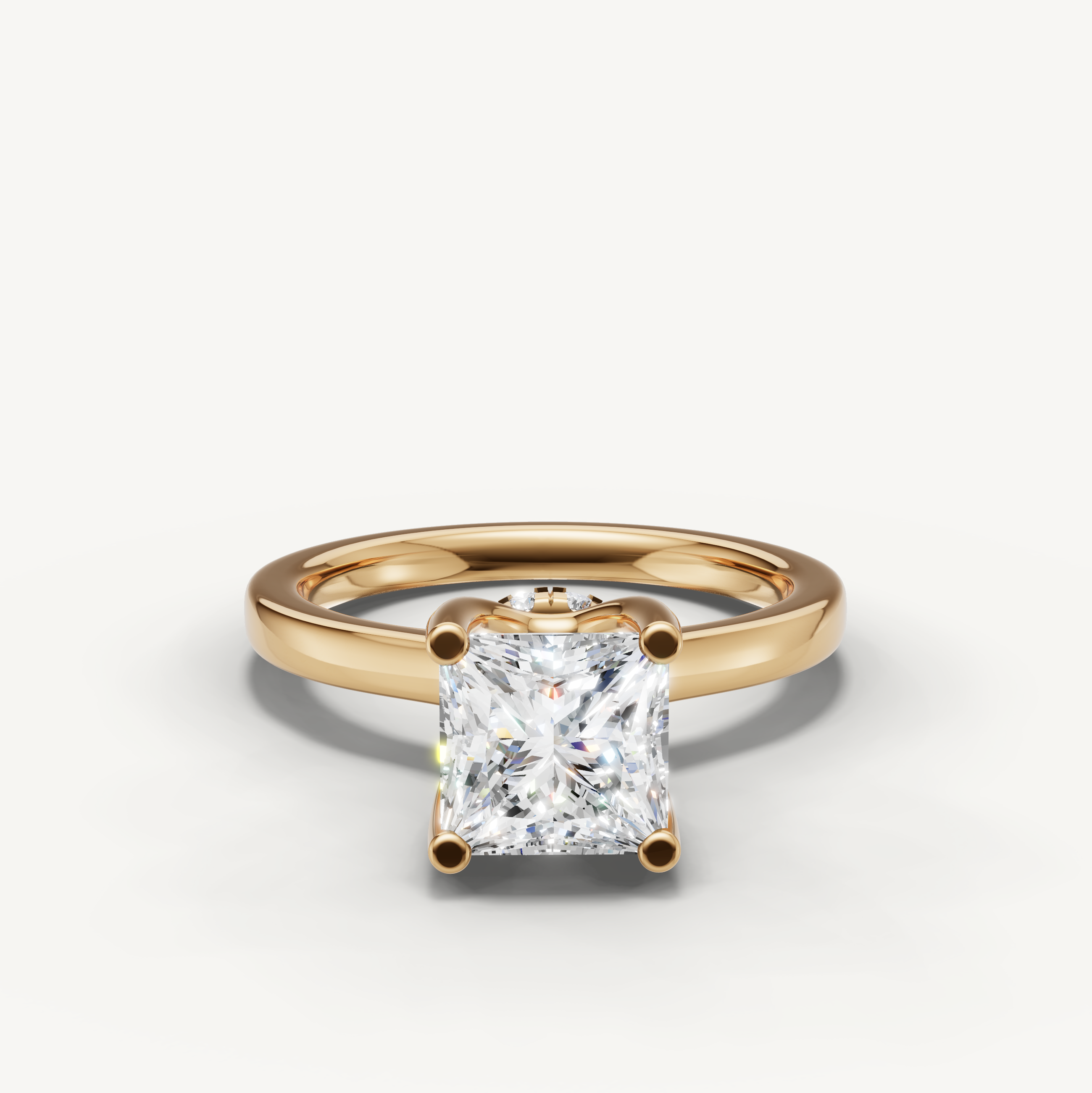 elegant princess cut lab grown diamond ring with polished yellow gold band