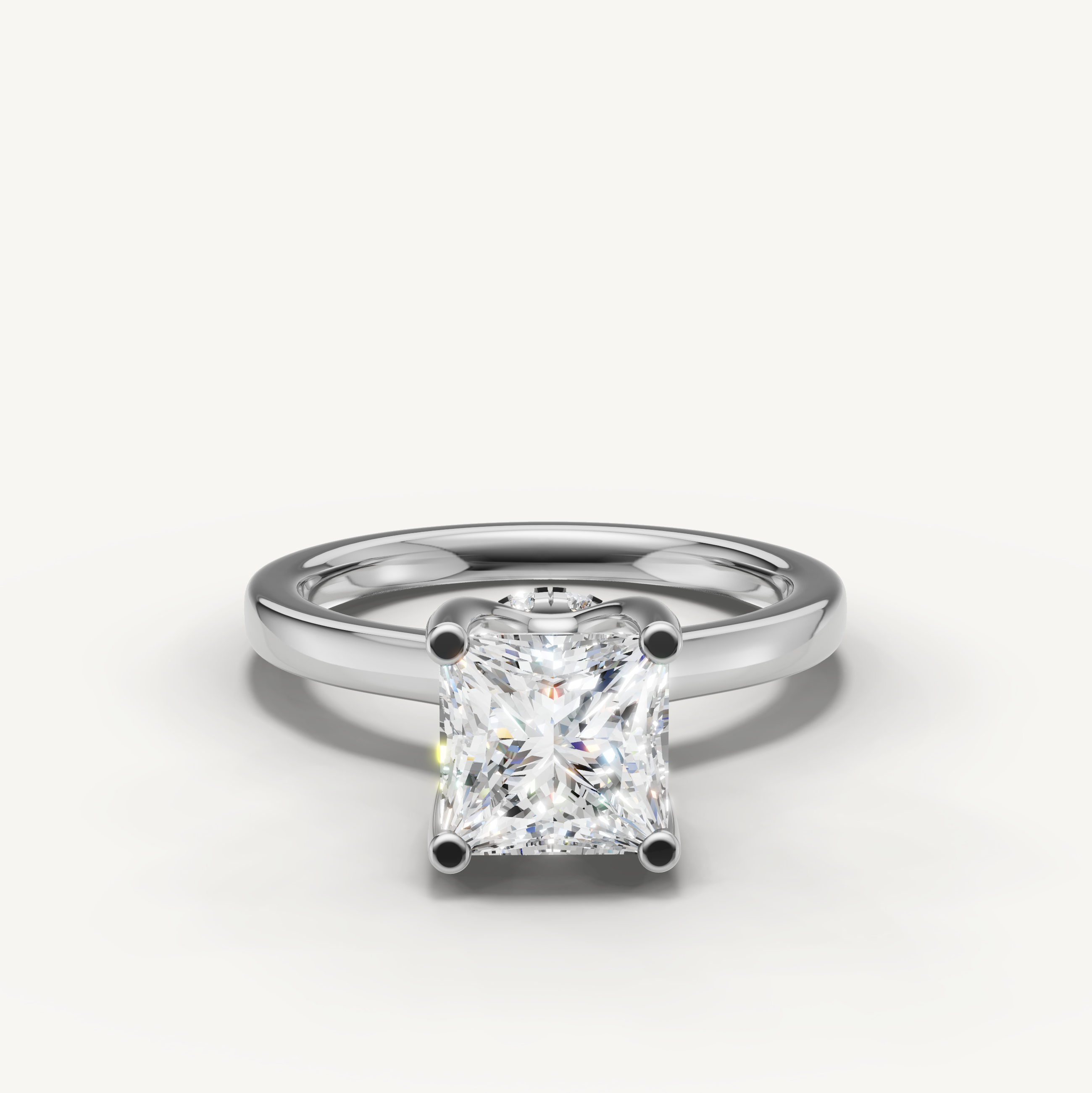sophisticated princess cut lab grown diamond ring with polished white gold band
