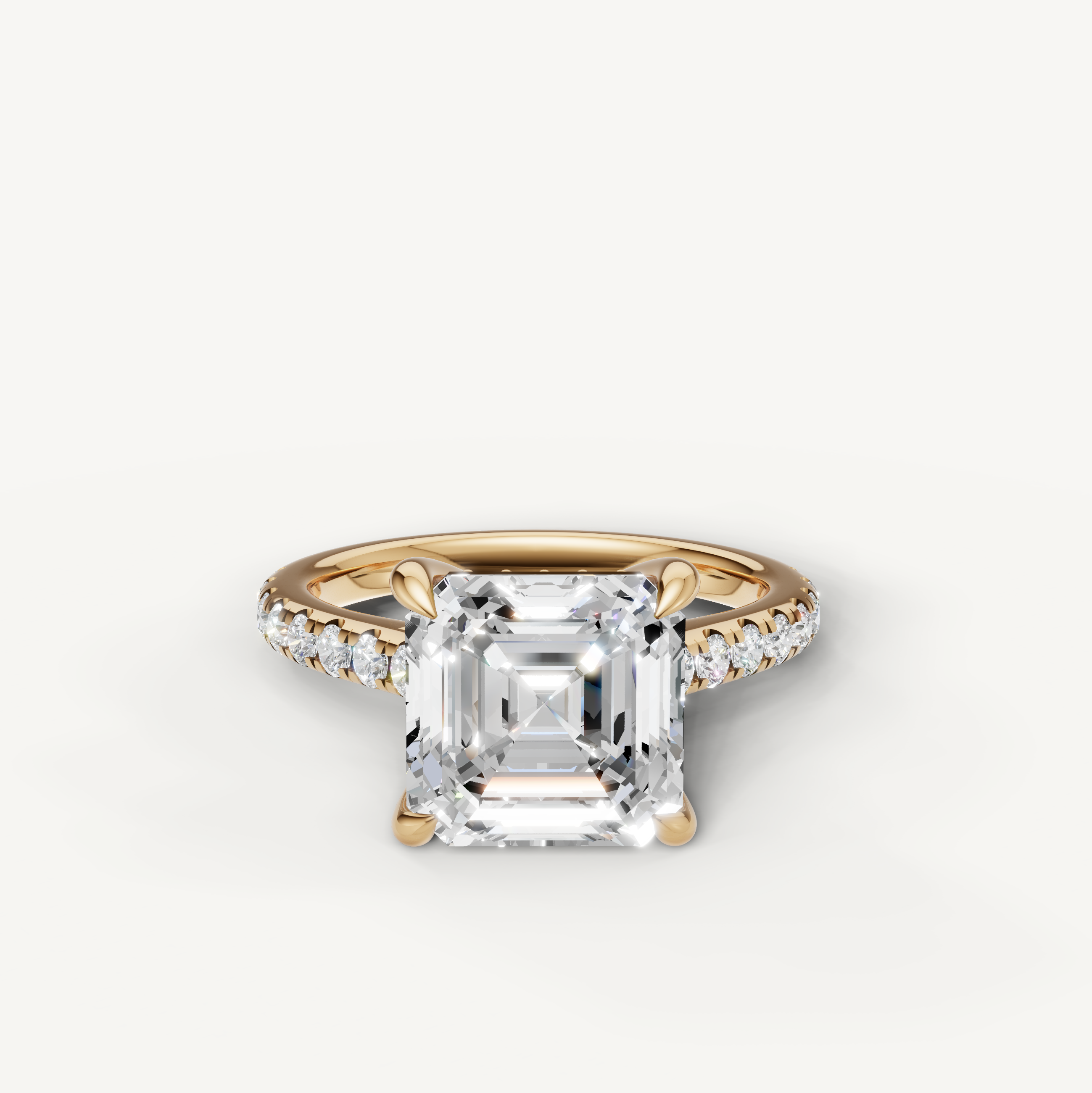 Asscher Cut Lab Grown Diamond Engagement Ring in 14K Yellow Gold – Raul Diamonds